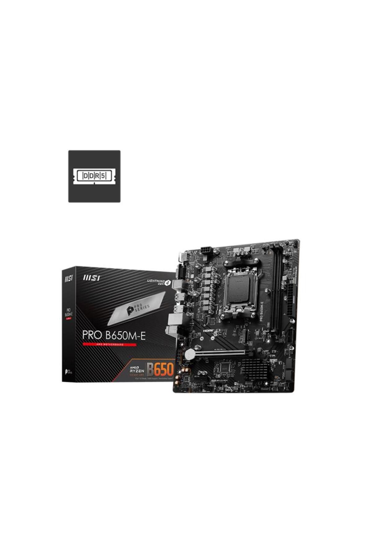 Pazarcan Msi Pro B650m-e Ddr5 6800mhz 1xvga 1xhdmi 1xm.2 Usb 3.2 Matx Am5 (amd Am5 9000,8000,7000 Serili I