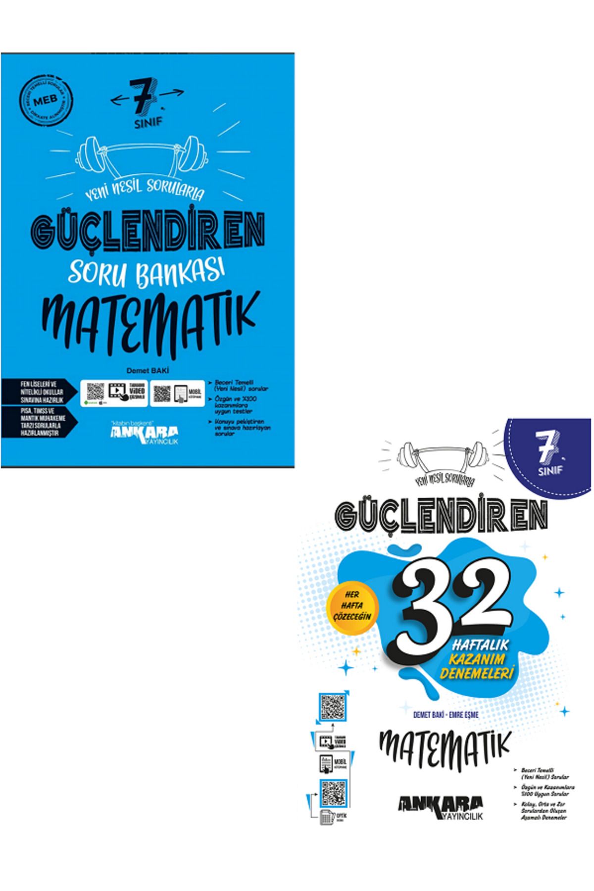 Evrensel İletişim Yayınları 7.Sınıf Ankara Güçlendiren Matematik Soru Bankası + Ankara Matematik 32 Haftalık Deneme - 2 KİTAP