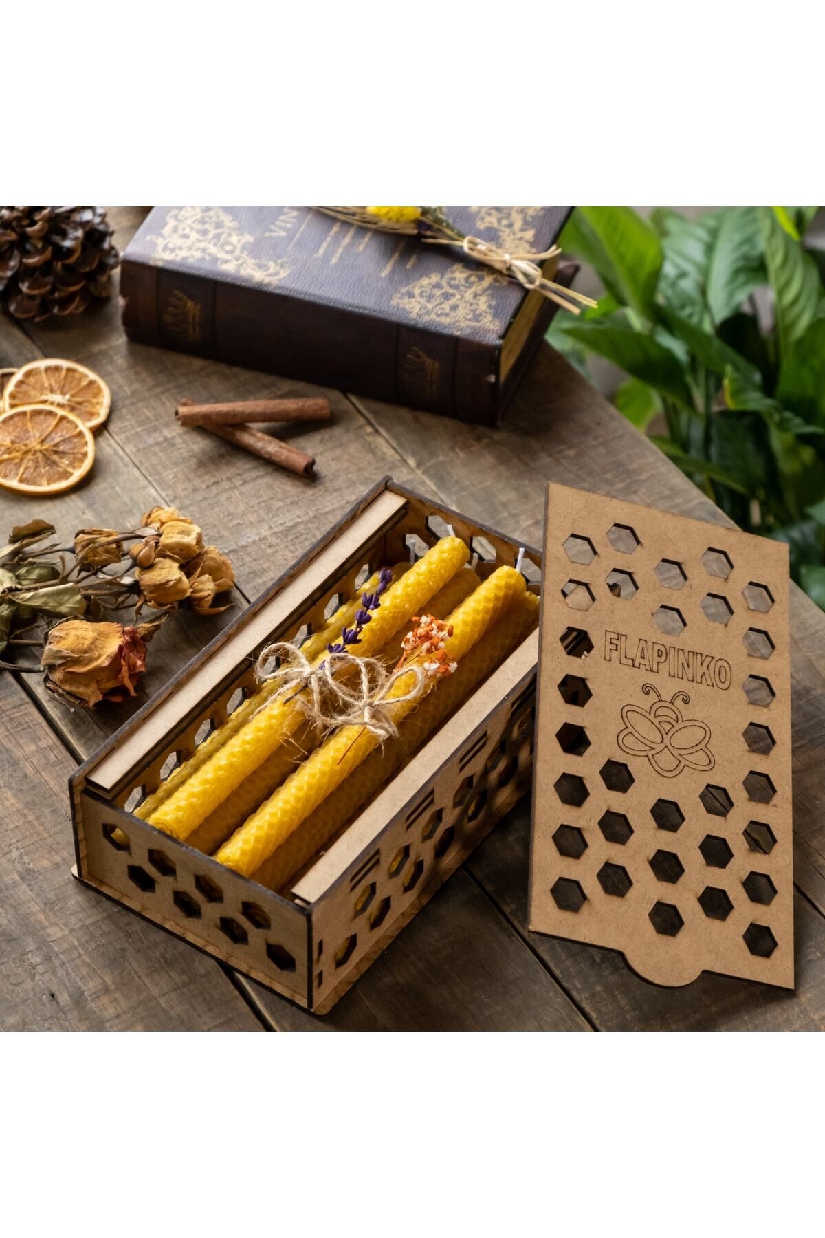 Elioure Doğal Bal Mumu 20'li Set, 20x1cm, Ahşap Kutuda, Temiz ve Sağlıklı Tarz