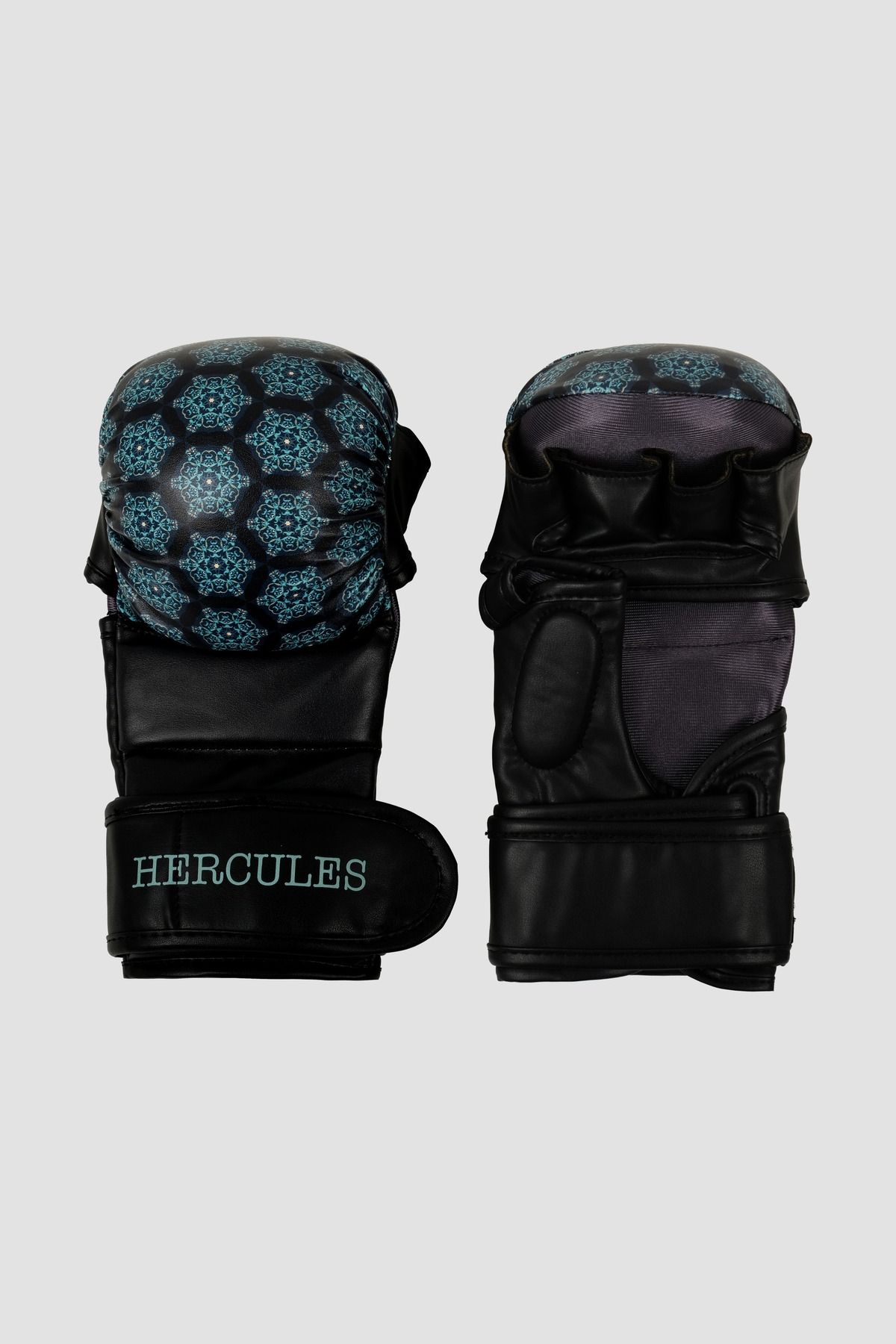 Hercules Fight Gear MMA Eldiveni - Desenli Siyah Mavi - Grappling, BJJ, Cage Fighting