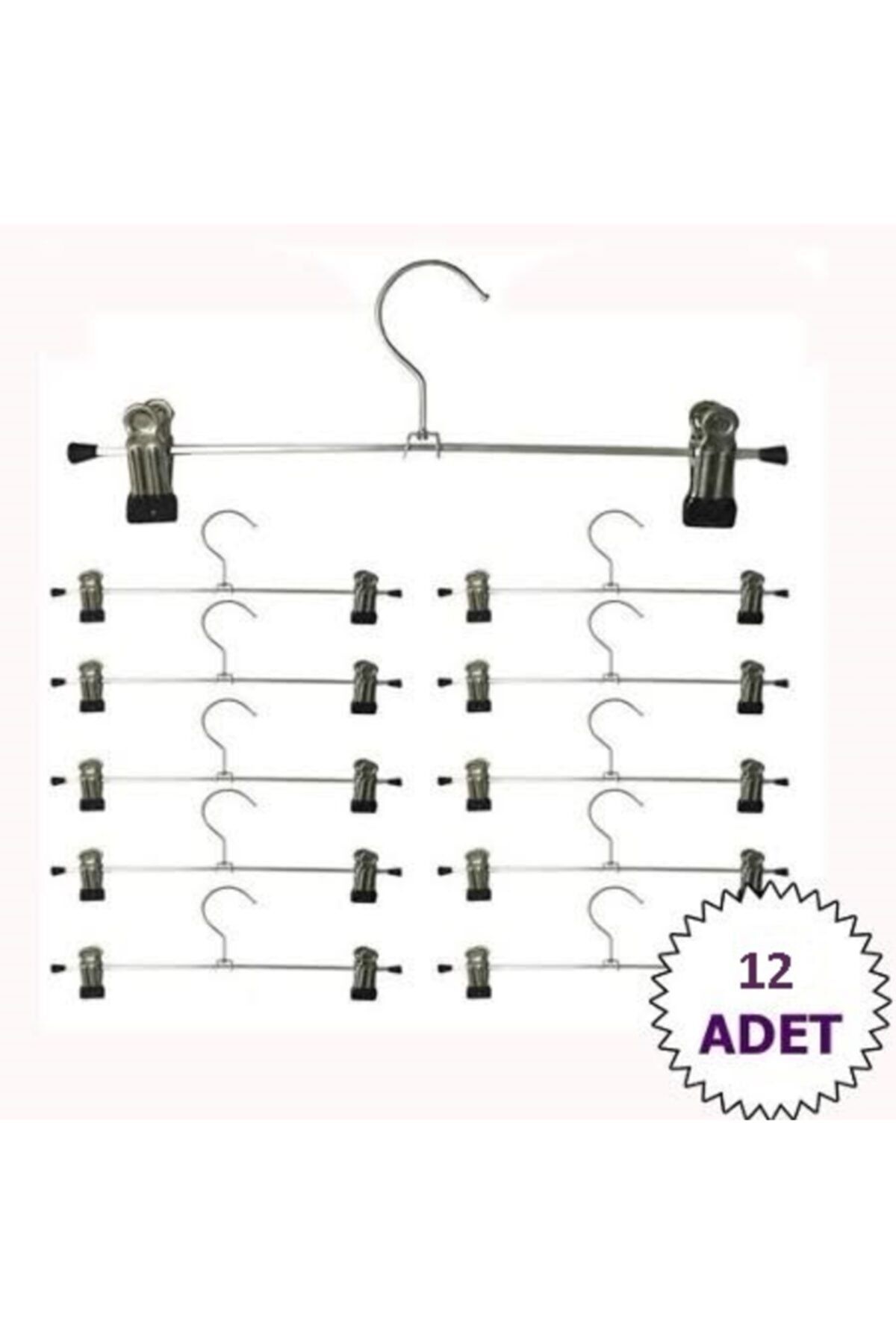 teknotrust 12 Adet Metal Pantolon ve Etek Askısı, 40 cm, dayanıklı ve şık tasarım