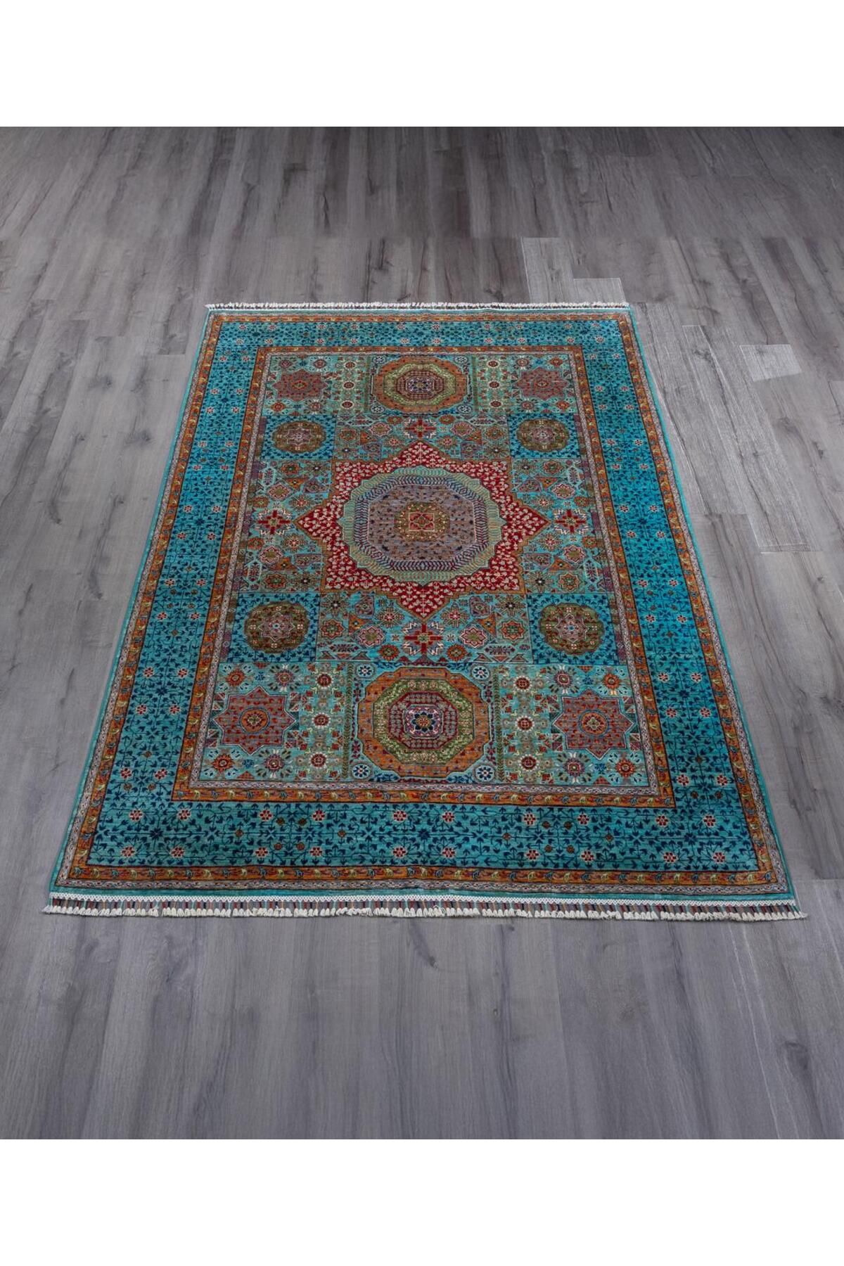 RugChef El Dokuması Memlük Halısı, Doğal Kuzu Yünü 45x45 Sıklığında, Kök Boyası 170x238 (4,05m2)