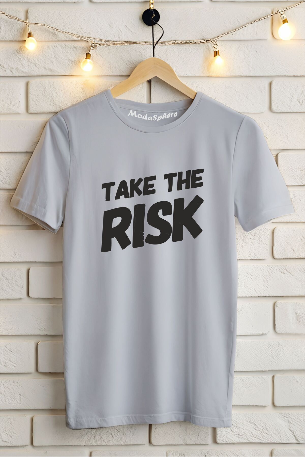 ModaSphere Take The Risk Baskılı Unisex Oversize Tişört