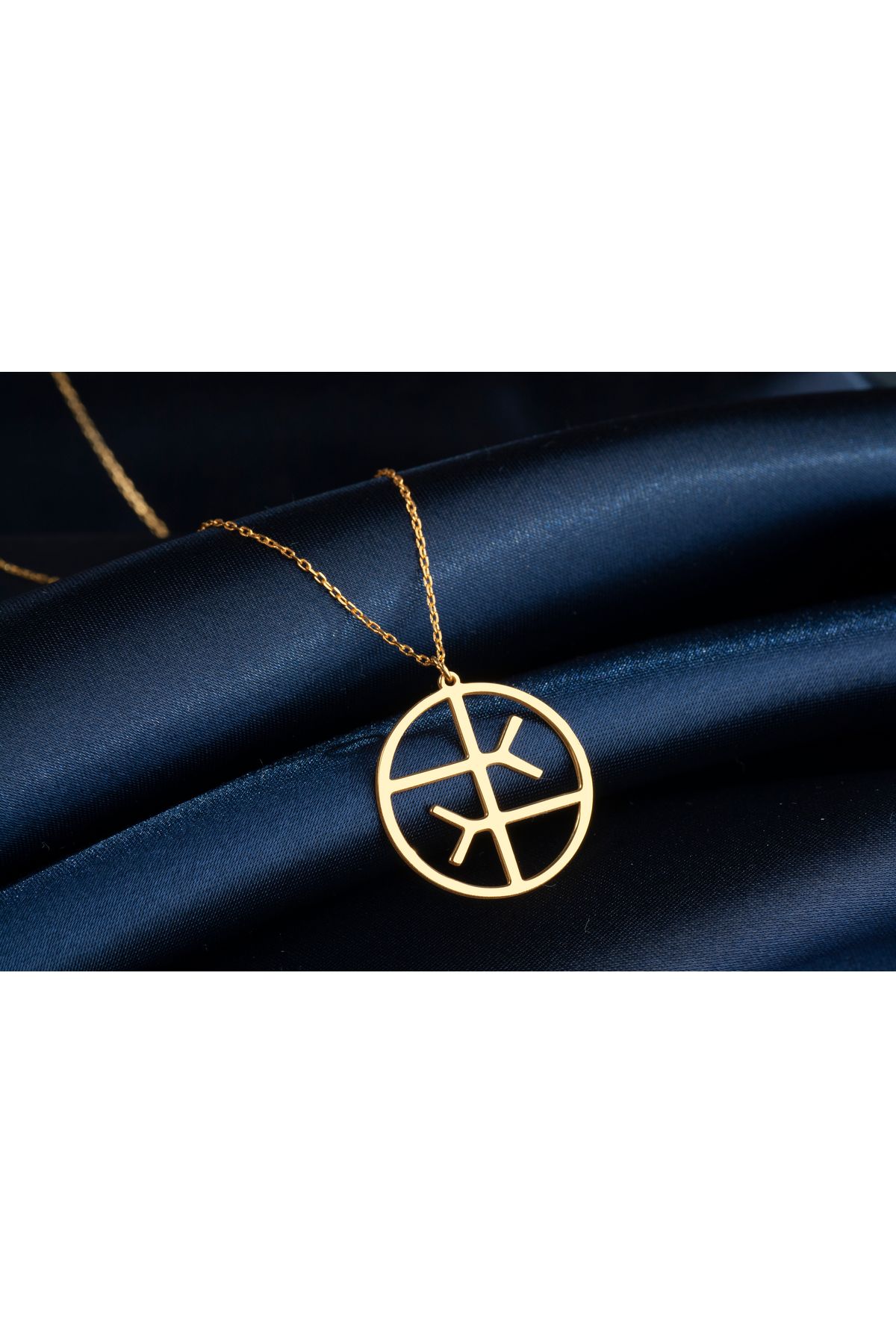 DIZY SILVER Minimalist Yuvarlak Denge Sembolü Kolye Altın Kaplama Zincirli Modern Tasarım