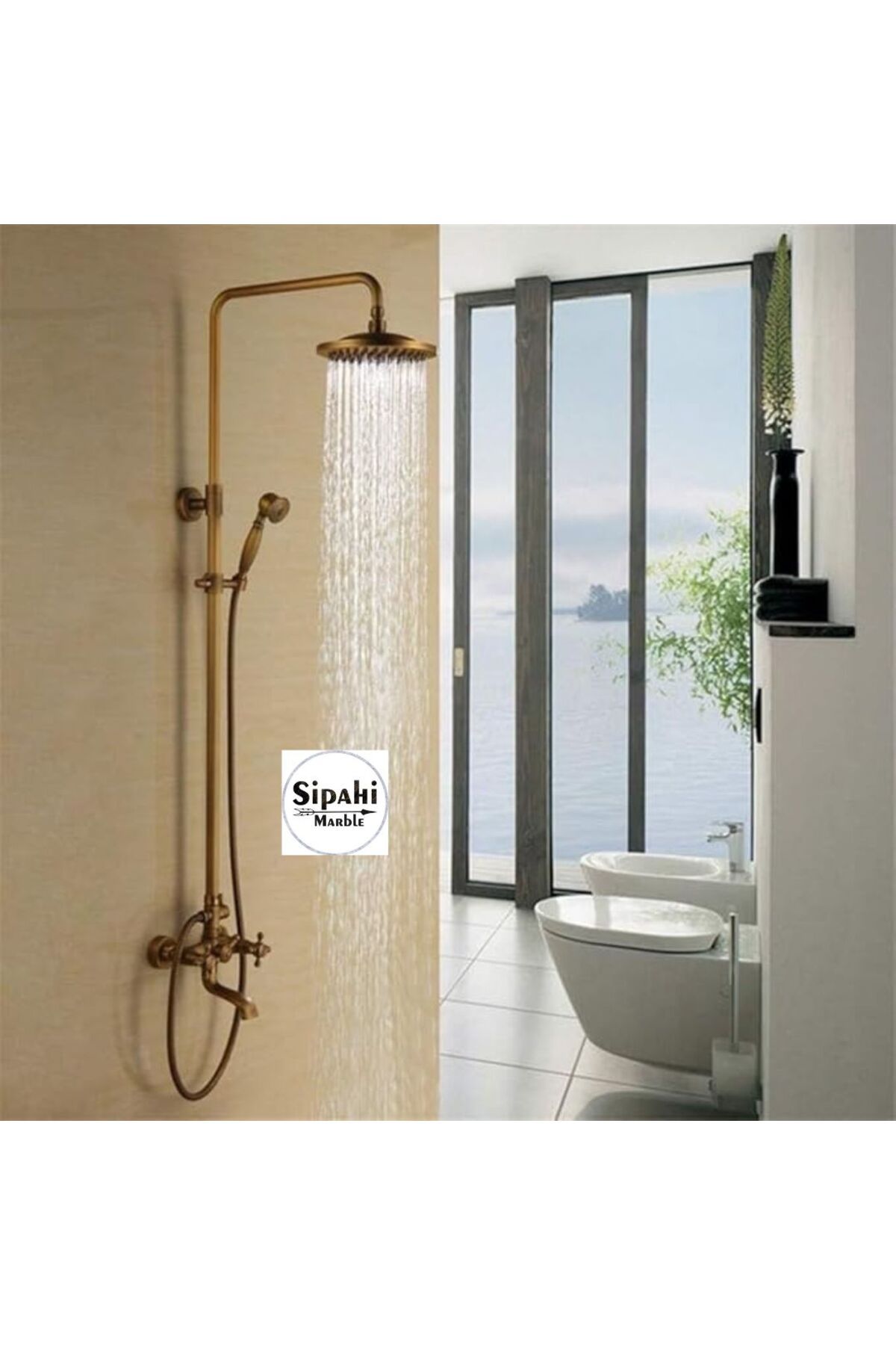 SİPAHİMARBLE Antik Eskitme Duş Seti