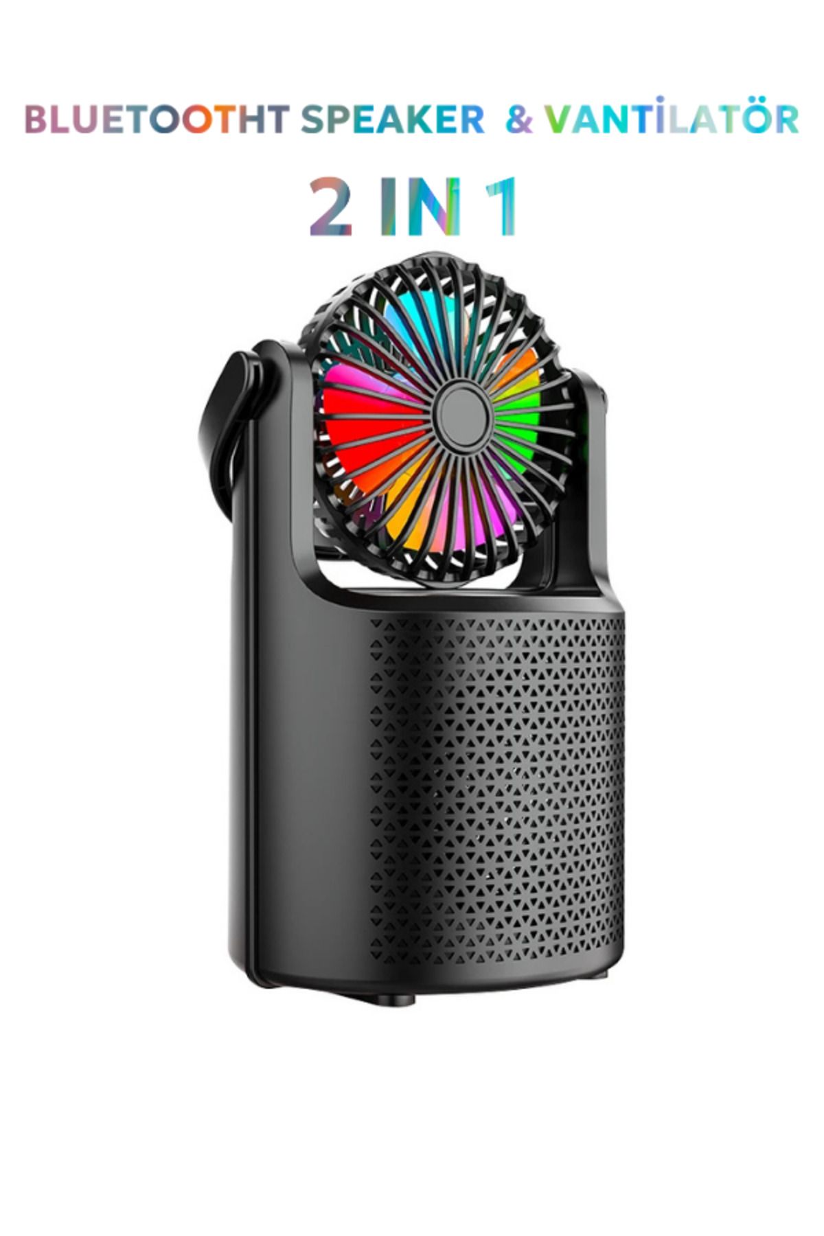 Maybax 2 IN 1 Masaüstü Pervane + Bluetooth Hoparlör TF Kart Mikoron Giriş USB Bluetooth Destekli Şarjlı Fan