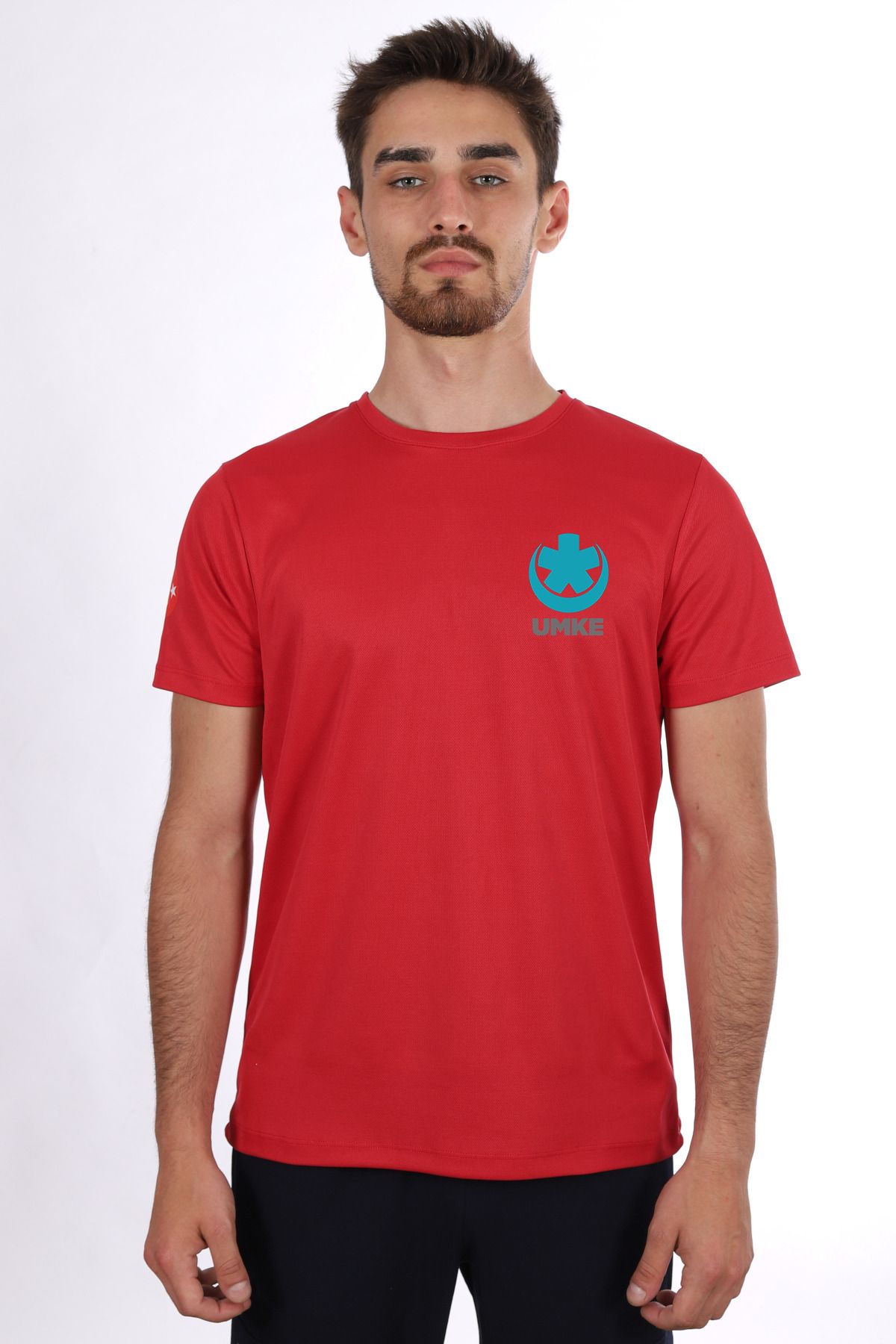 Pratik Medikal Kırmızı UMKE Dry Touch Bisiklet Yaka Tişört Unisex