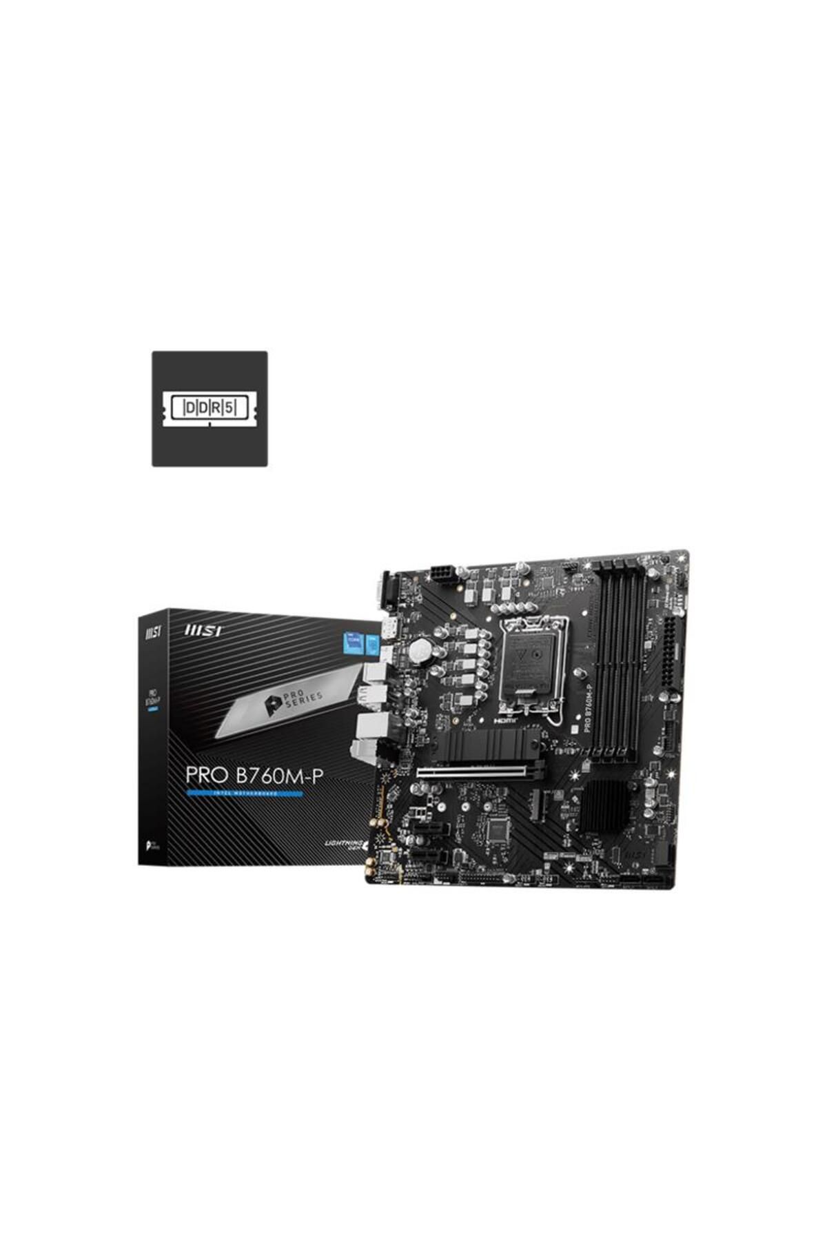 Pazarcan Msi Pro B760m-p Ddr5 6800mhz 1xvga 1xhdmi 1xdp 2xm.2 Usb 3.2 Matx 1700p (12. / 13. Ve 14. Nesil Iş