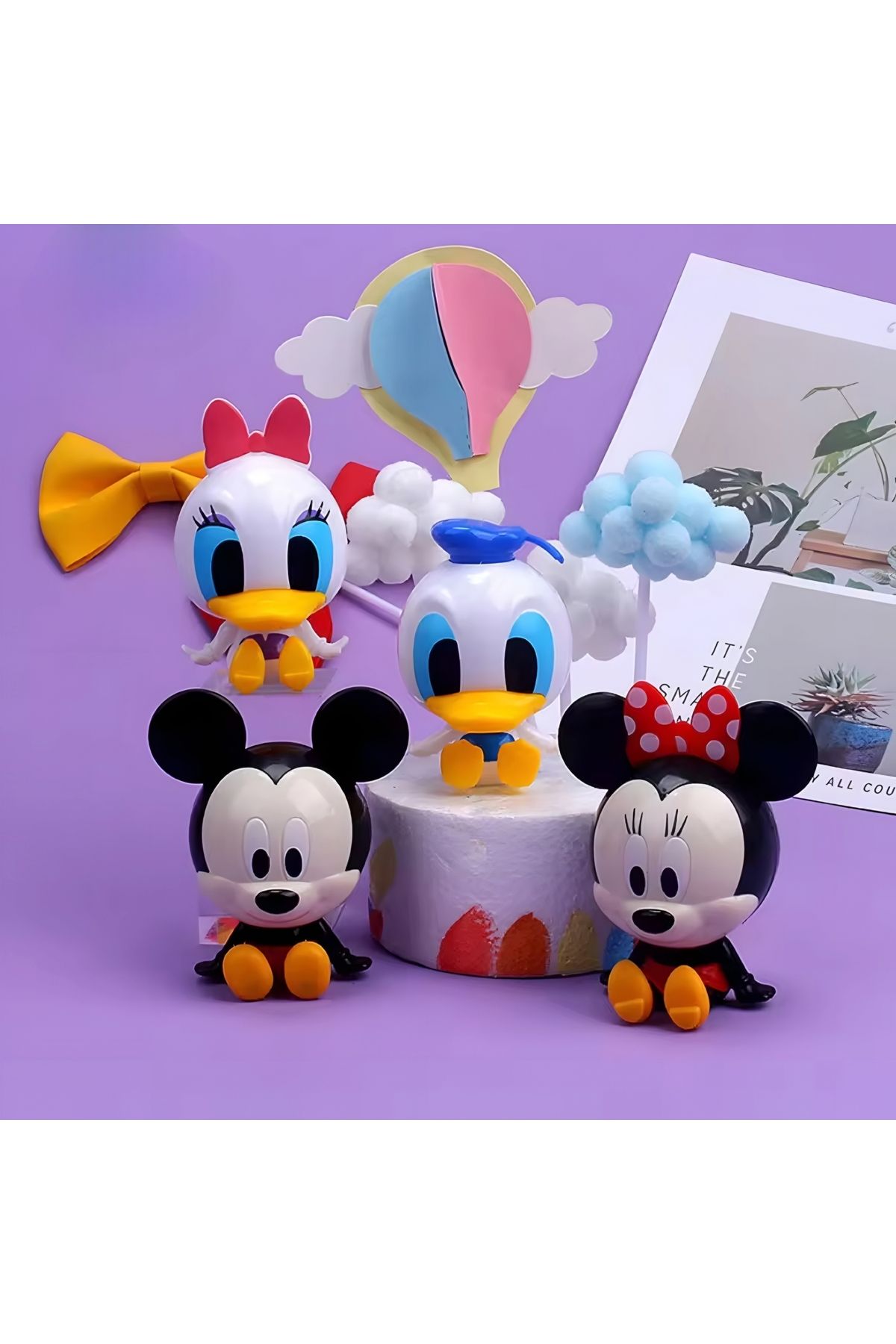 DEK Mickey Minnie Donald Daisy Pasta Süsü Figürleri - Doğum Günü Pastası Dekorasyonu 4'lü Set