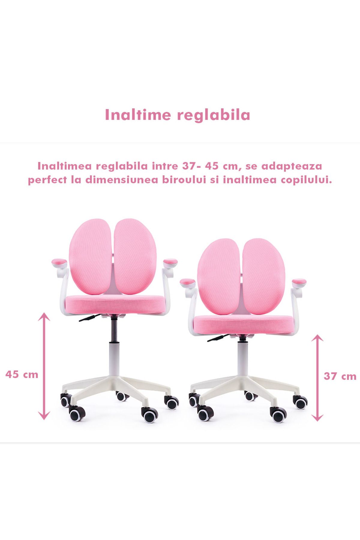 Onuvio-® Scaun ergonomic reglabil pentru clasele primare - Învățarea posturii corecte - Roz 6