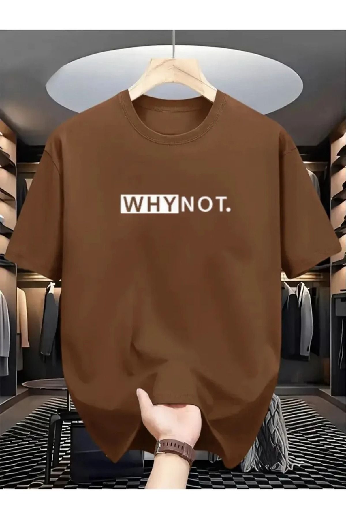 WOODROFFE Ünisex "Neden Olmasın?" Baskılı T-shirt Yeni Sezon Oversize Salaş