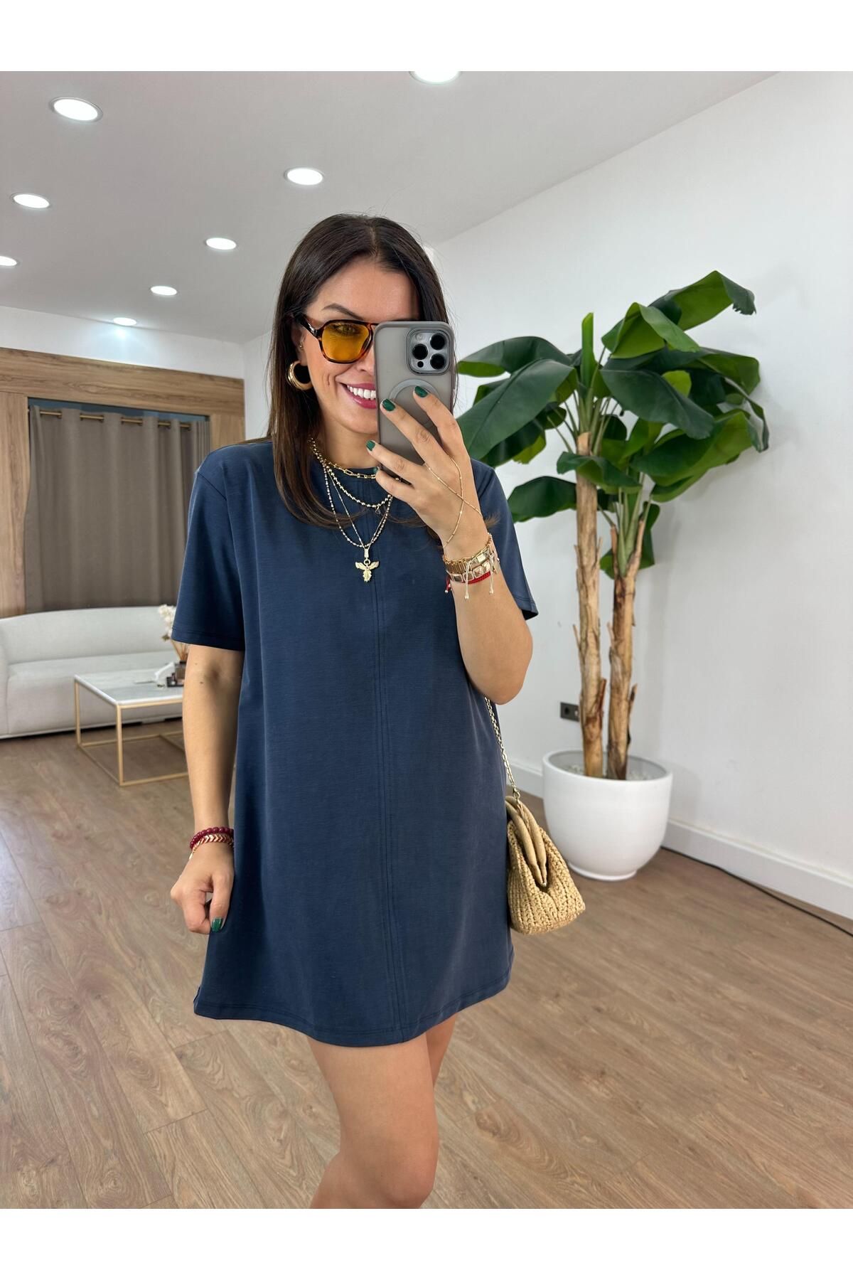 2she Basic Modal Mini Elbise - Lacivert