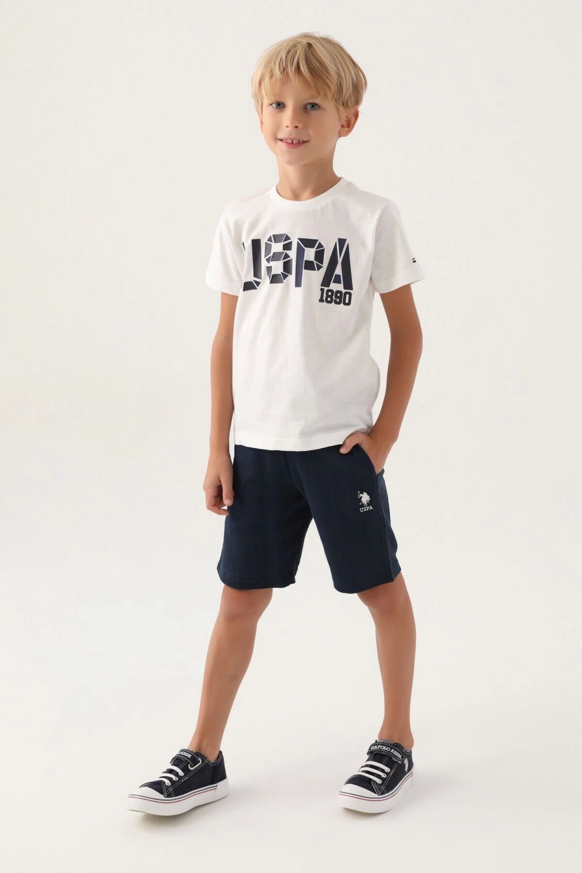 U.S. Polo Assn. ERKEK GARSON BERMUDA TAKIM - KREM LACİVERT