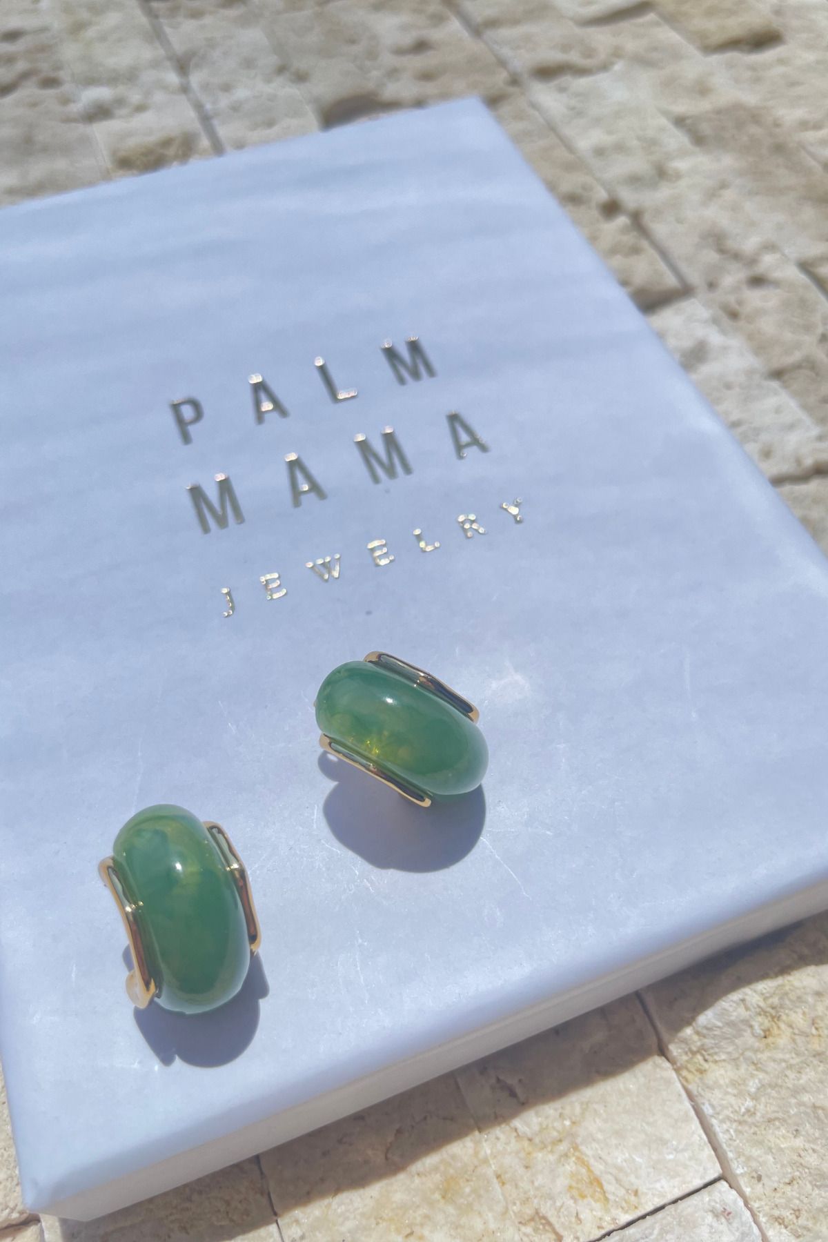 PALM MAMA JEWELRY Casual Şık Yeşil Gold Paslanmaz Çelik Bombeli Halka Küpe
