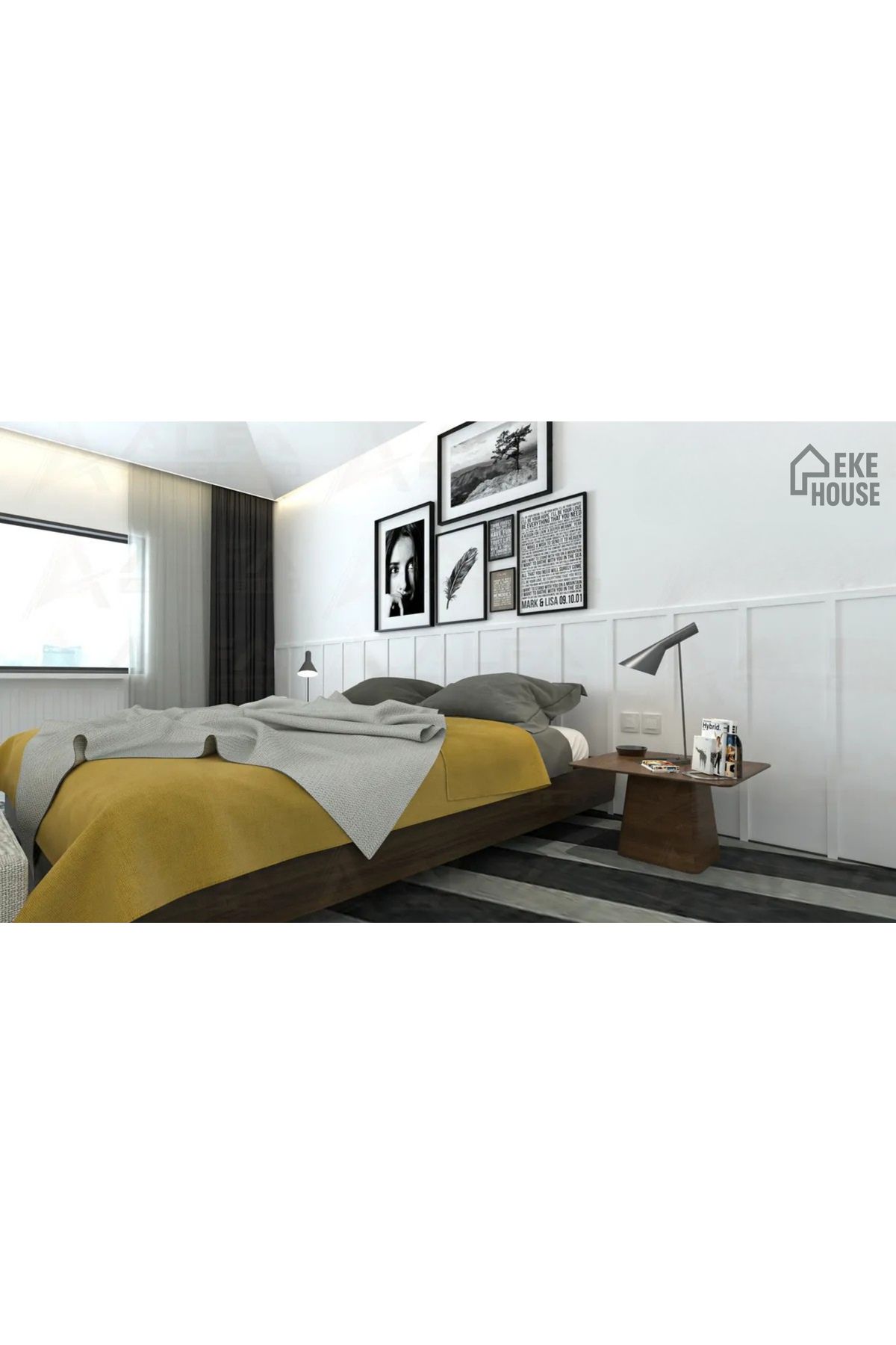 EKE HOUSE Dekoratif Yatak Başlığı Hazır Kesim Set İskandinav Tasarım Boy:140 cm En:4 cm 6 Adet Çıta