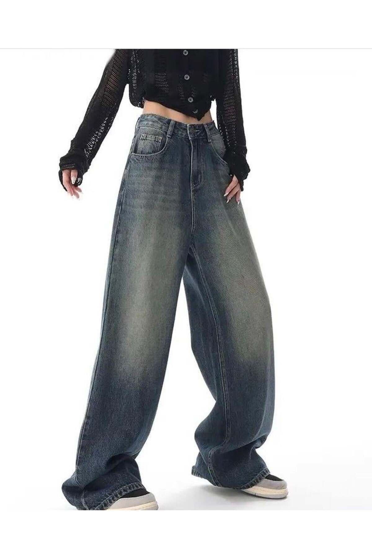 BALİNA Y2K Vintage Yüksek Bel Harajuku Kot Pantolon -BLN