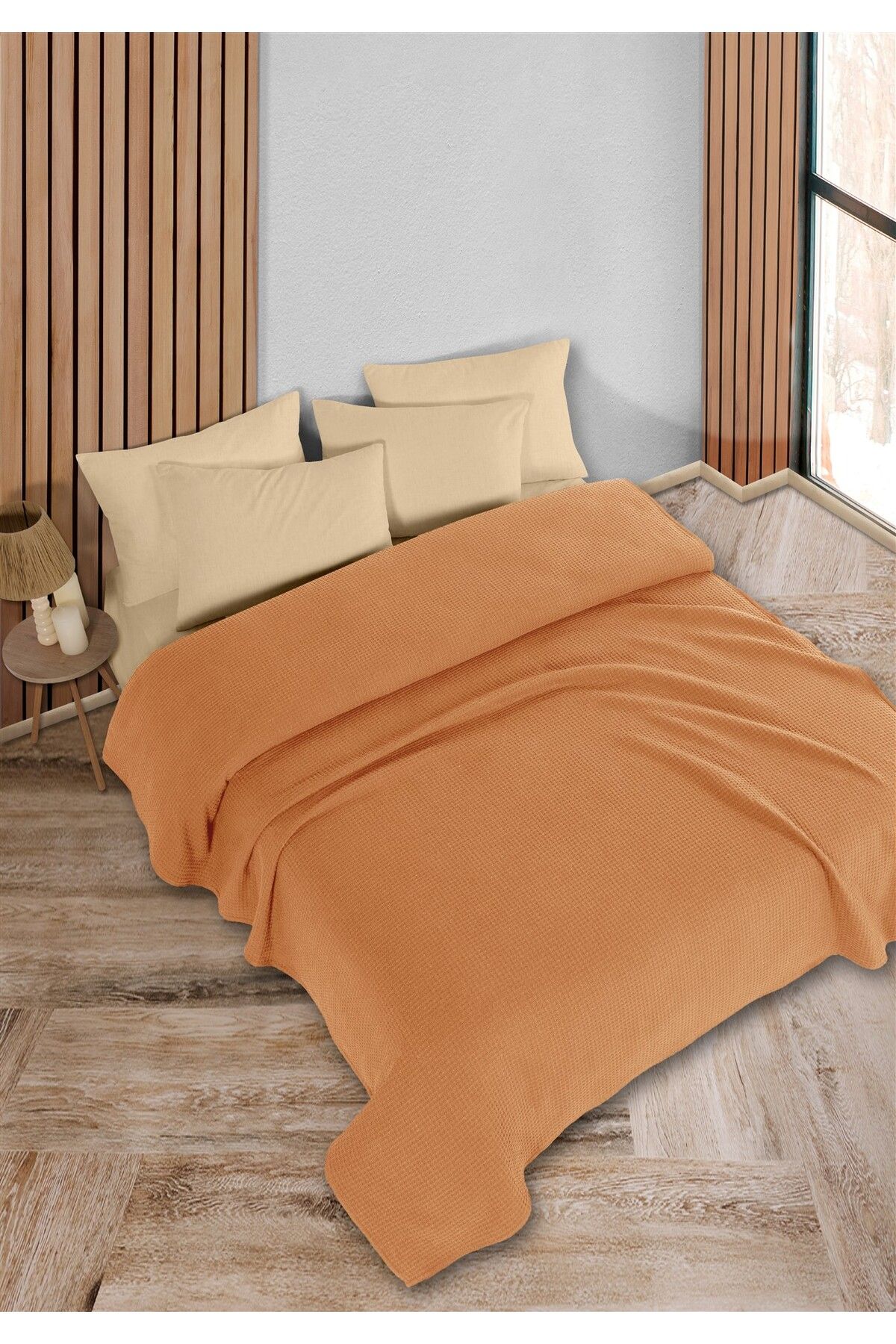 HomeBerry Adaline Turuncu Çift Kişilik Pike Takımı 200 x 230 cm