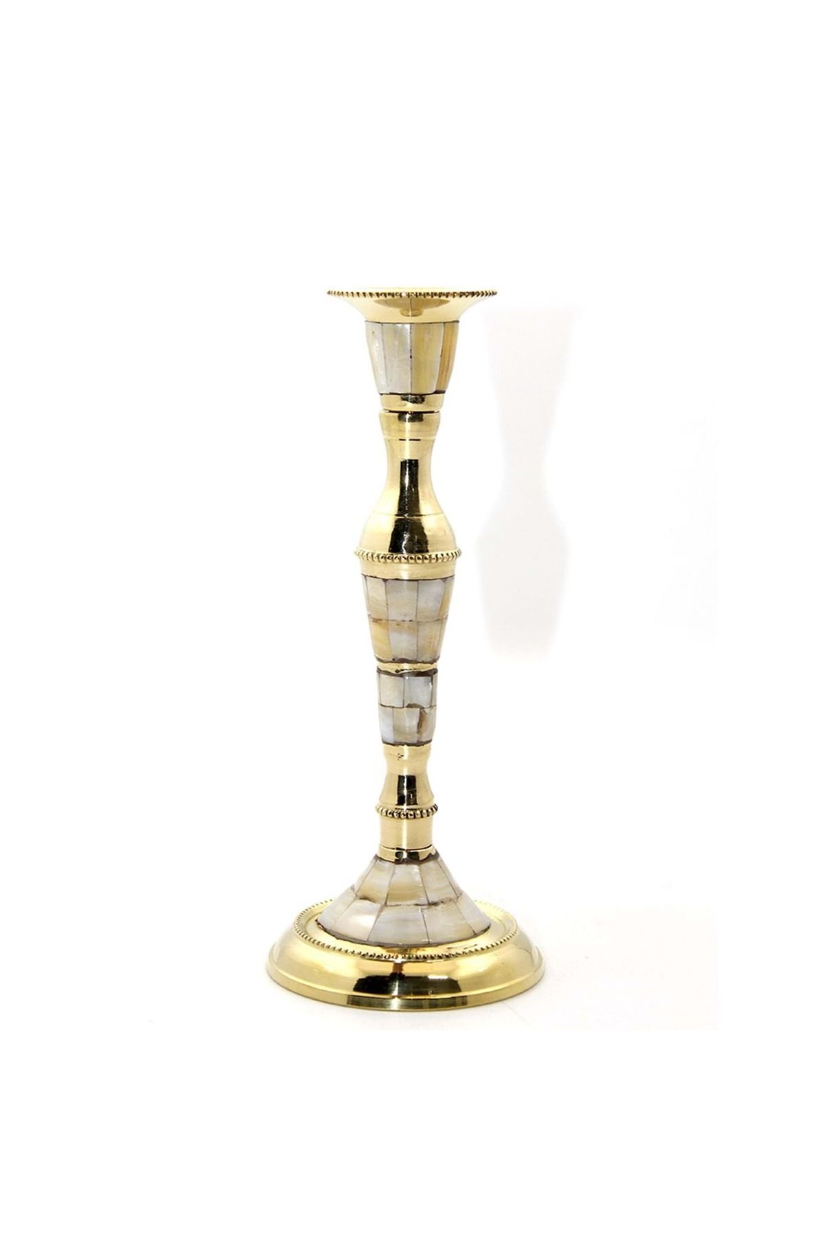 Store Tekli Pirinç Sedefli Şamdan 20 Cm