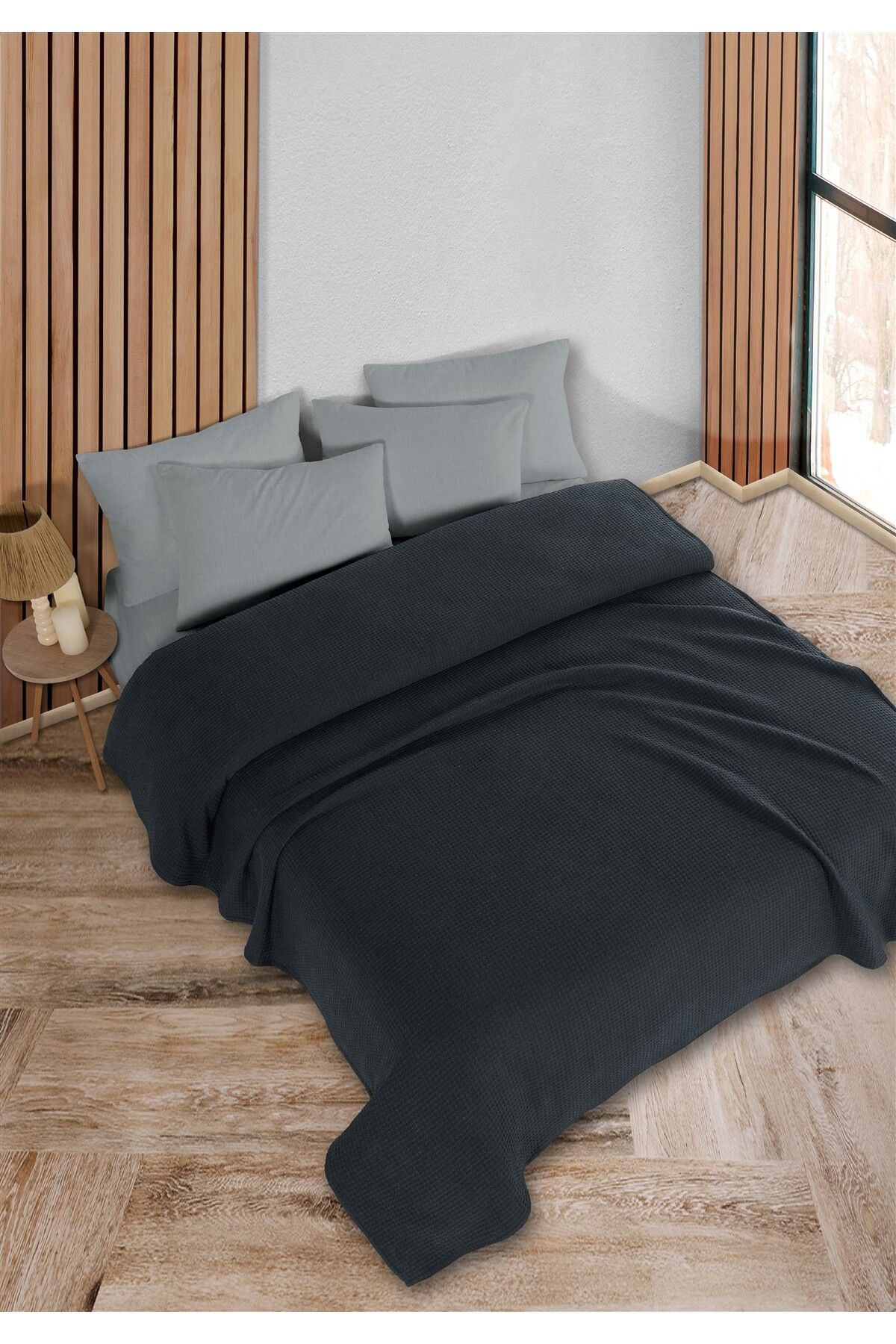 HomeBerry Adaline Lacivert Çift Kişilik Pike Takımı 200 x 230 cm