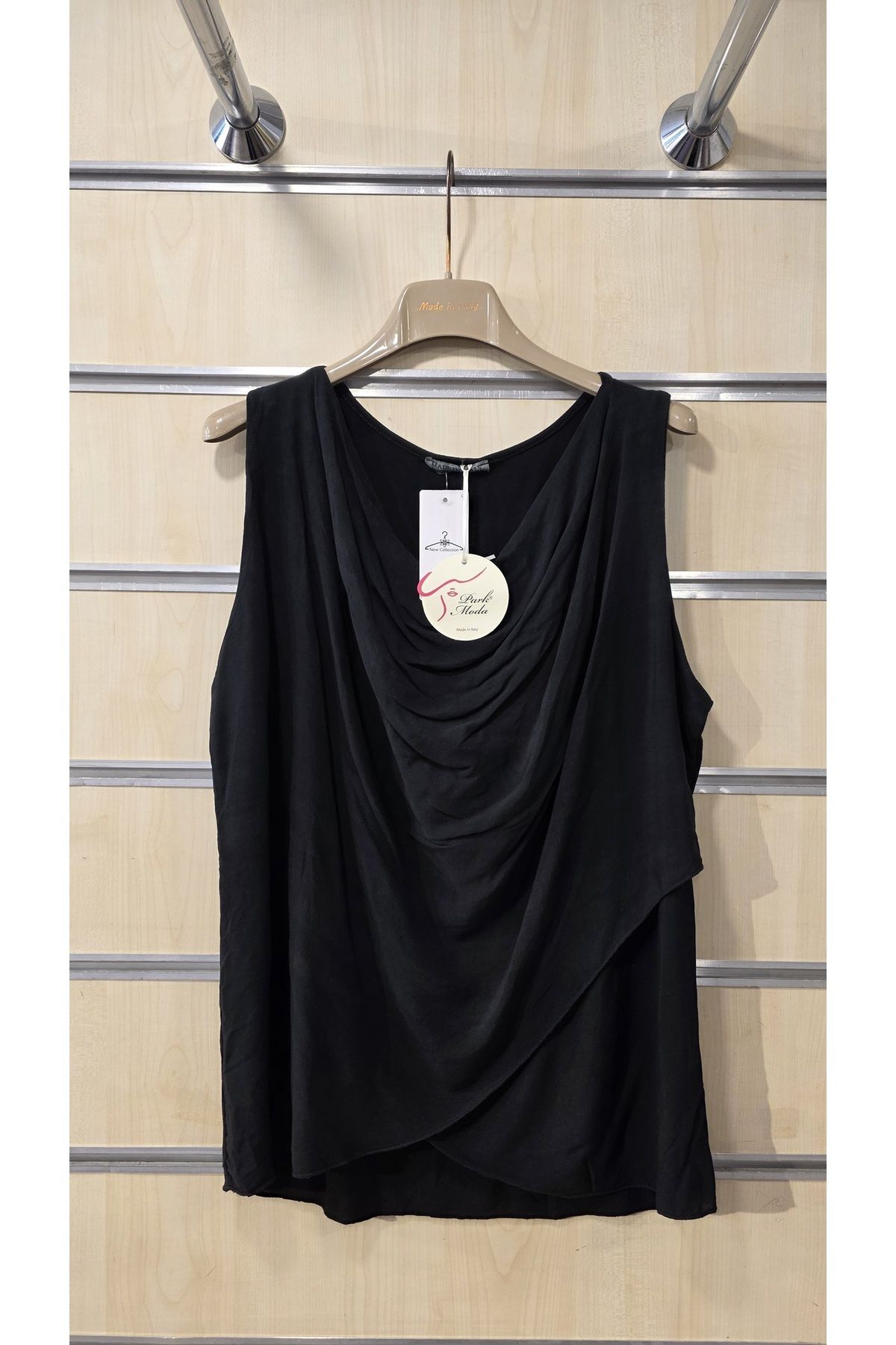 Park Moda İtalyan Sıfır Kol Bluz Şal Yaka