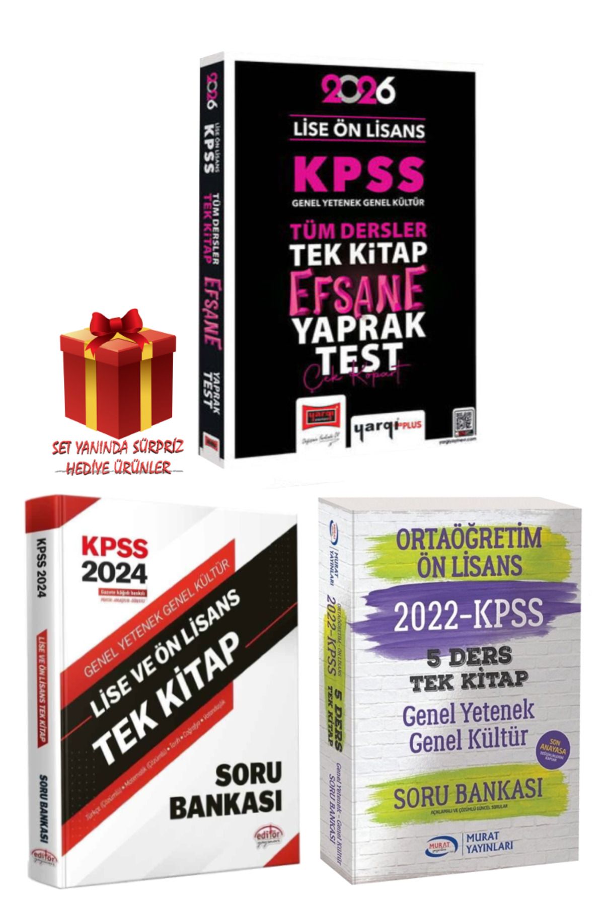 Yargı Yayınları 2026 KPSS Lise-Ön Lisans GY-GK Tek Kitap Efsane Yaprak Test+Tek Kitap Soru Bankası Seti+Hediye