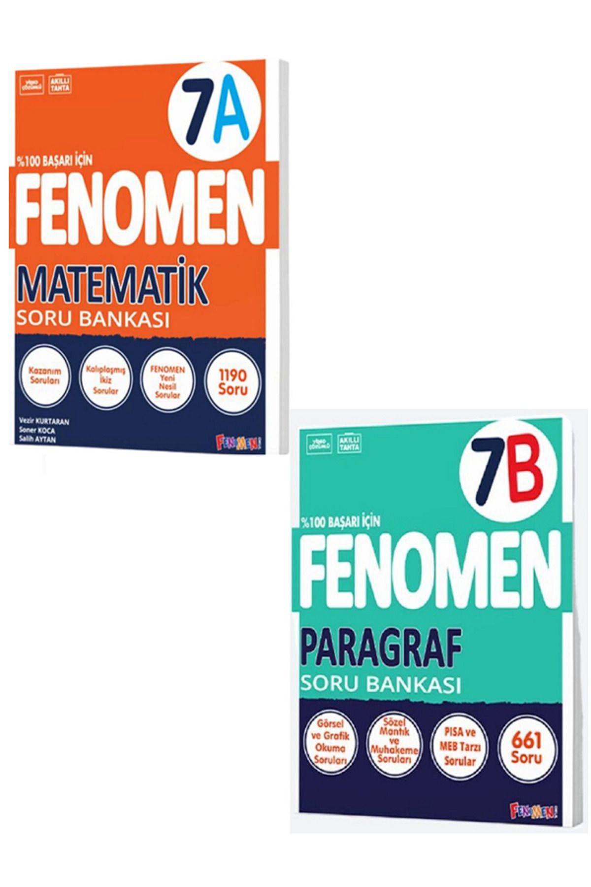 Evrensel İletişim Yayınları 7.Sınıf Fenomen 7A Matematik Soru Bankası + 7.Sınıf Fenomen 7B Paragraf Soru Bankası / 2 KİTAP