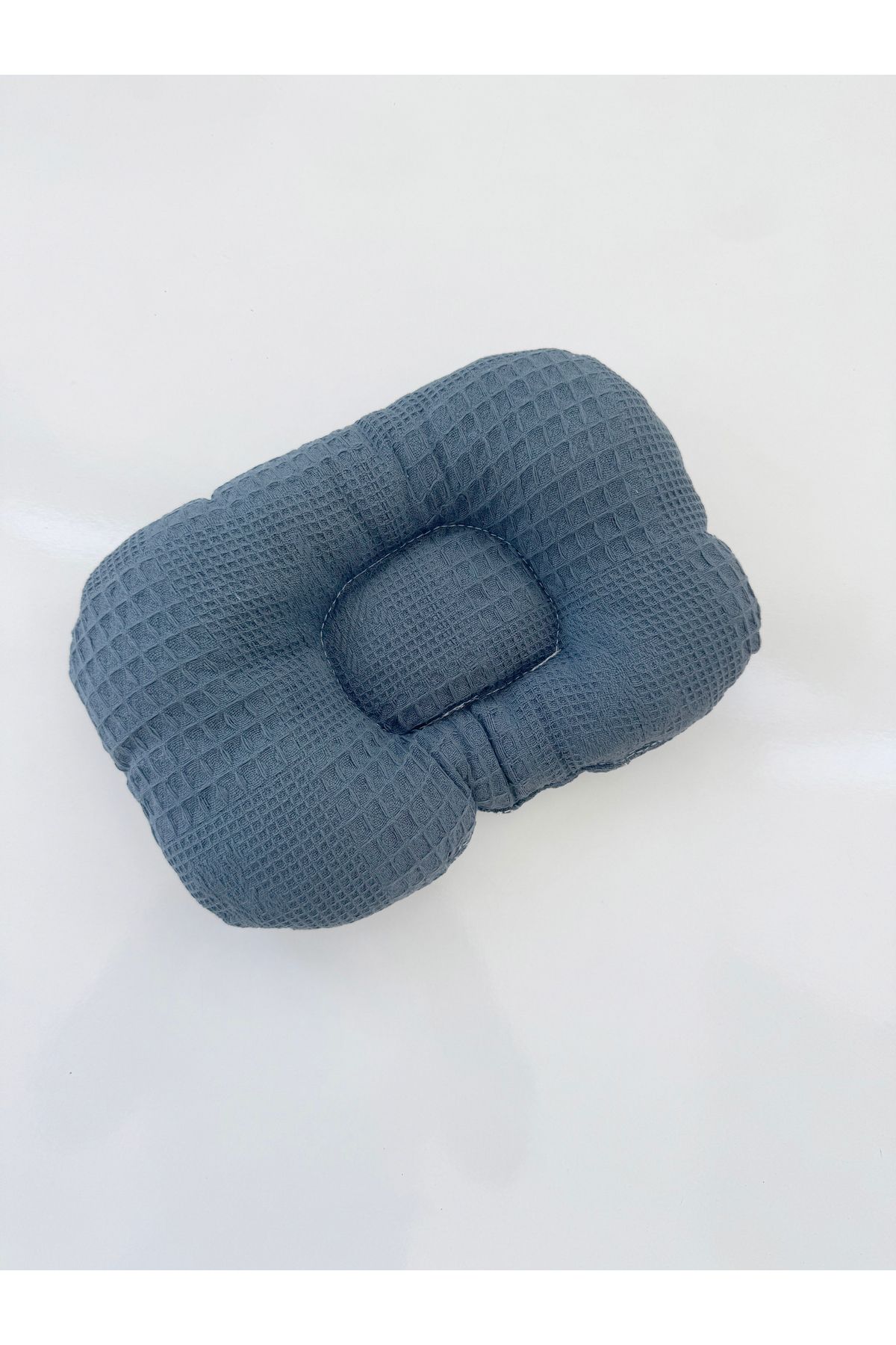Jaju Baby Lacivert Waffle Kumaş Bebek Yastığı Düz Kafa Sendorumu Önleyici Yastık
