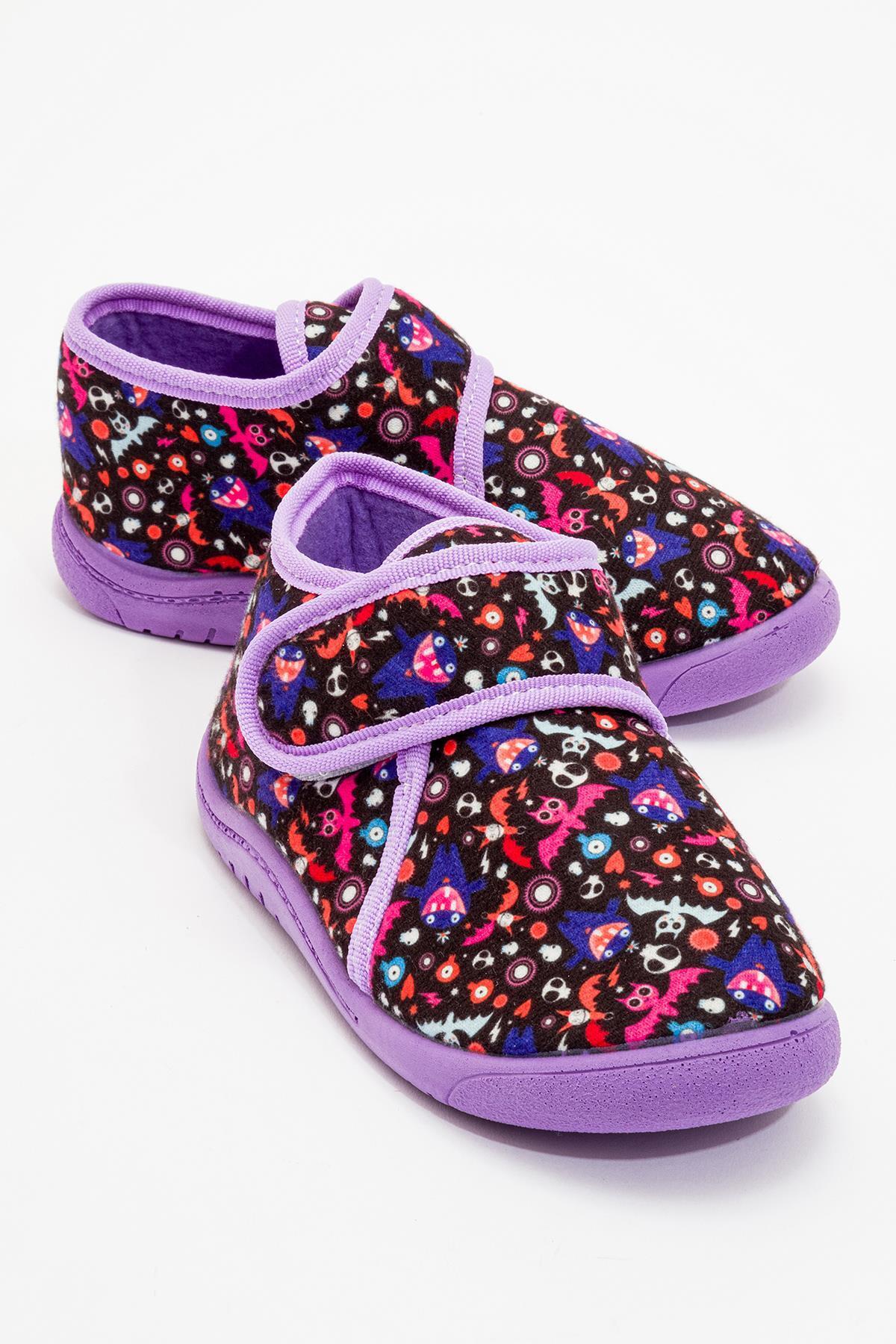 CCWAY AYAKKABI Çocuk Cırtlı Ev Pandufu LİLA
