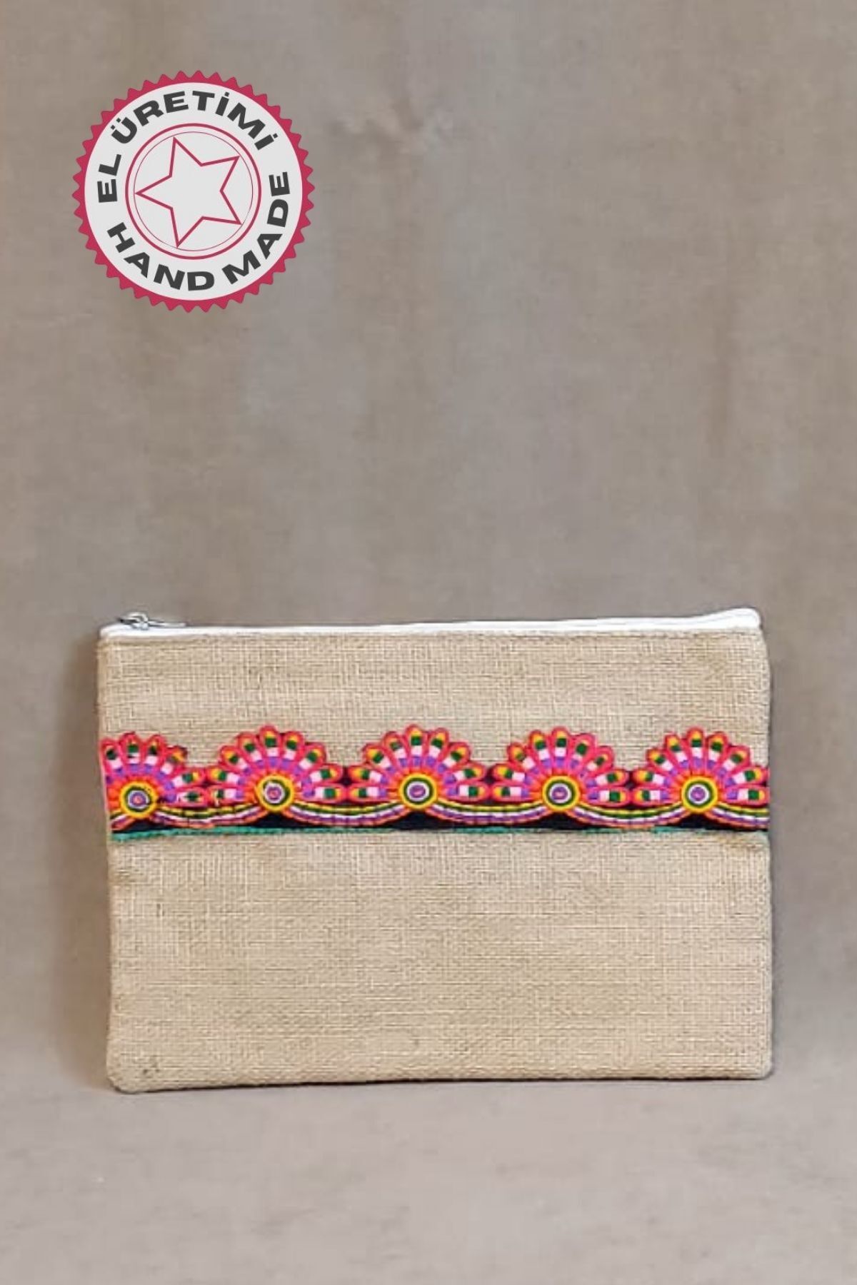 Uretti - Sümeyya 2589 0773 El Yapımı Etnik Hint Işi Şerit Motifli Clutch Çanta