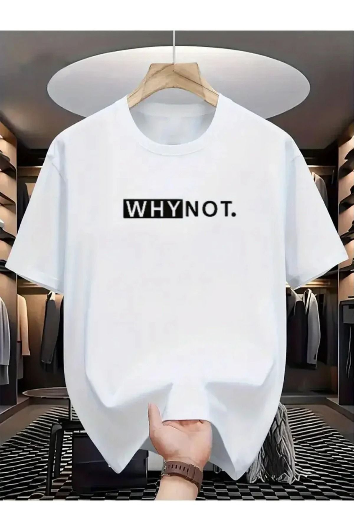 WOODROFFE Ünisex "Neden Olmasın?" Baskılı T-shirt Yeni Sezon Oversize Salaş