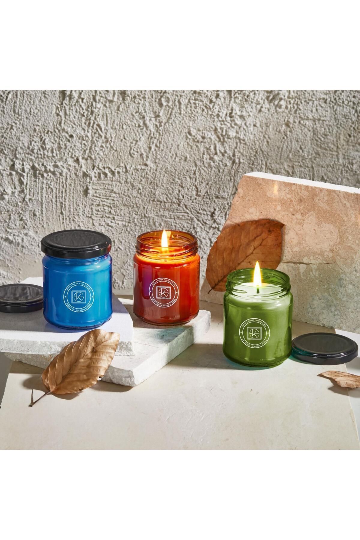 Elioure 100g 3'lü set parafin mum, amber renkli, şık ve doğal dekoratif ürün