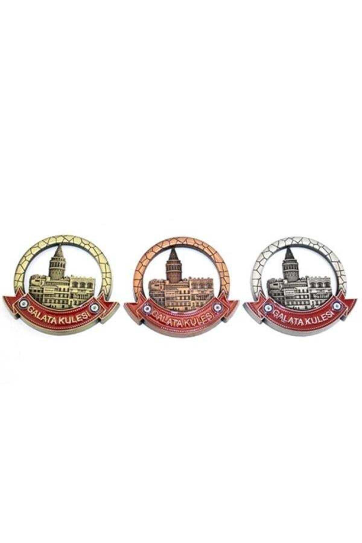 Vemora İstanbul Temalı Metal Magnet Galata Kulesi Yuvarlak Tasarım