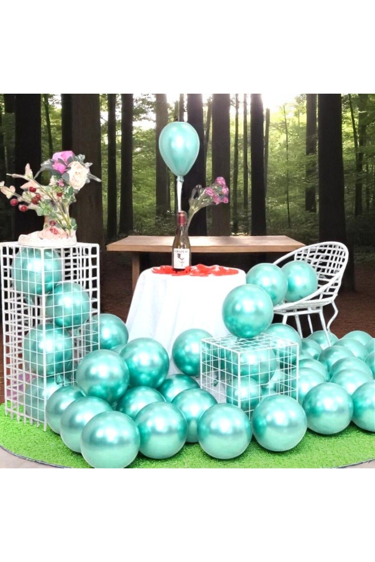 Kuzey 25 ADET AÇIK YEŞİL KROM BALON PARLAK METALİK KROM AÇIK YEŞİL BALON HELYUM GAZINA UÇAN BALONA UYGUN