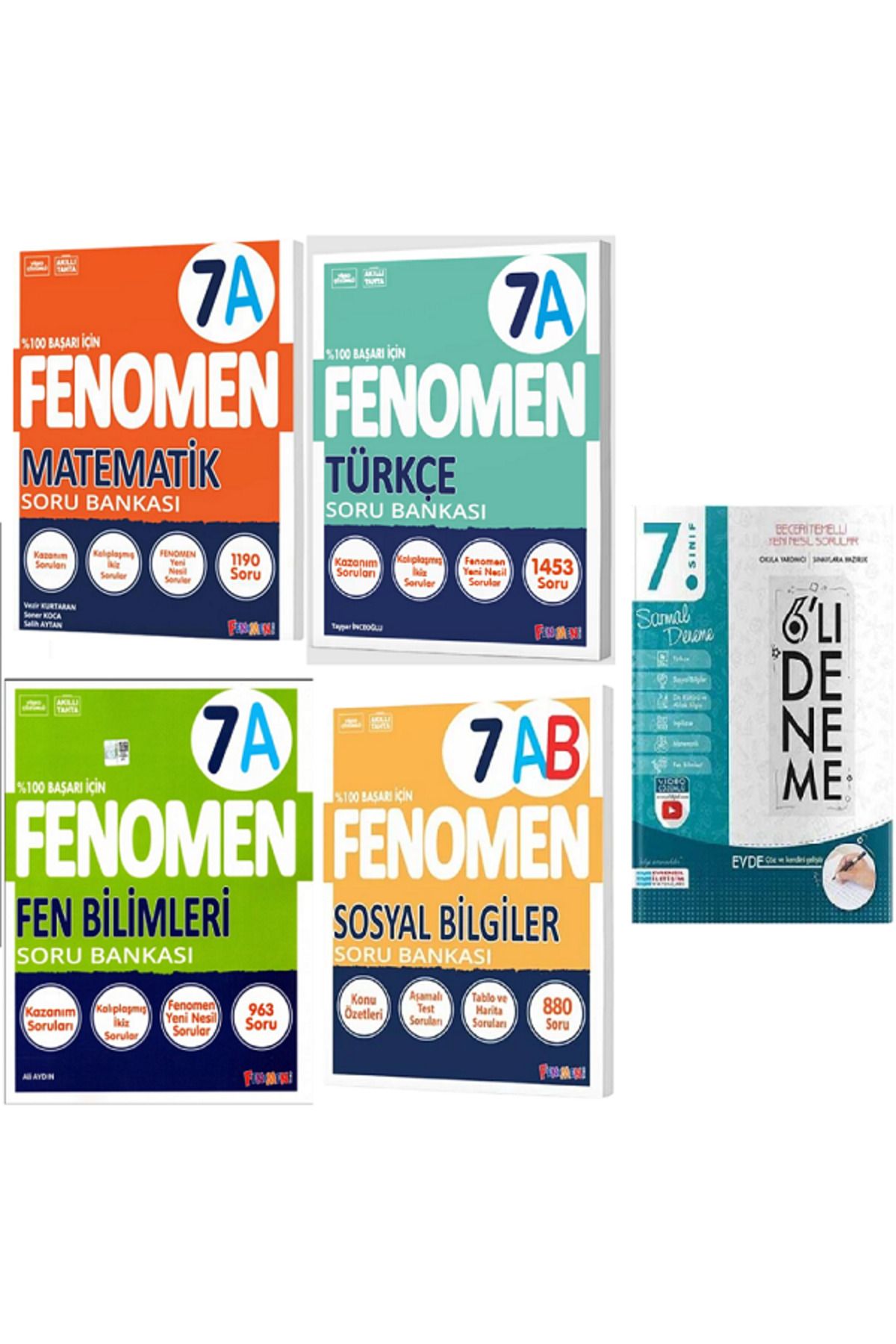 Evrensel İletişim Yayınları 7.Sınıf Fenomen 7A Matematik + 7A Fen Bilimle Soru Bankaları + Evrensel 6'Lı Sarmal Deneme / 5 KİTAP