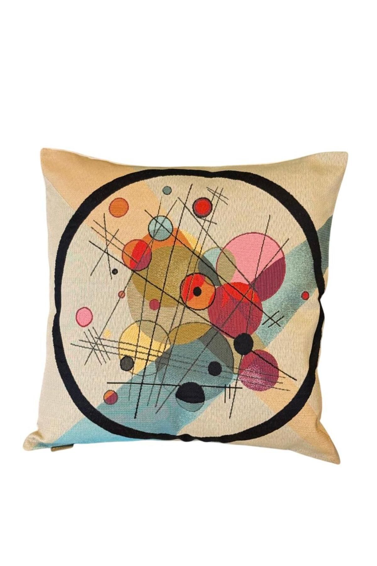 VH HOME Orbit Renkli Daire Desenli Kırlent Kılıfı 50x50