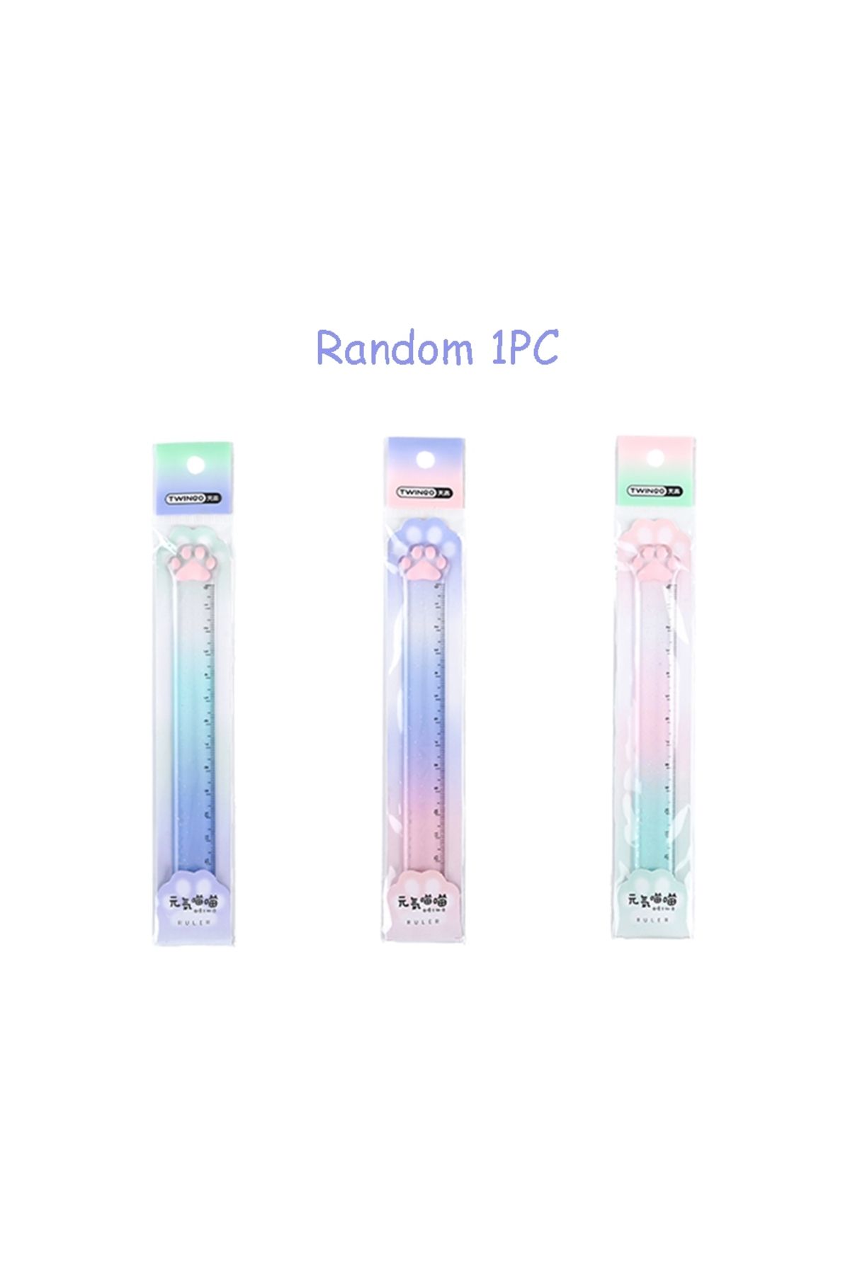 Choice-Random 1 PC TWINGO 15cm Cute Cat Paw Rulers for Students, Straight Ruler for Clear and Precise Measu 1