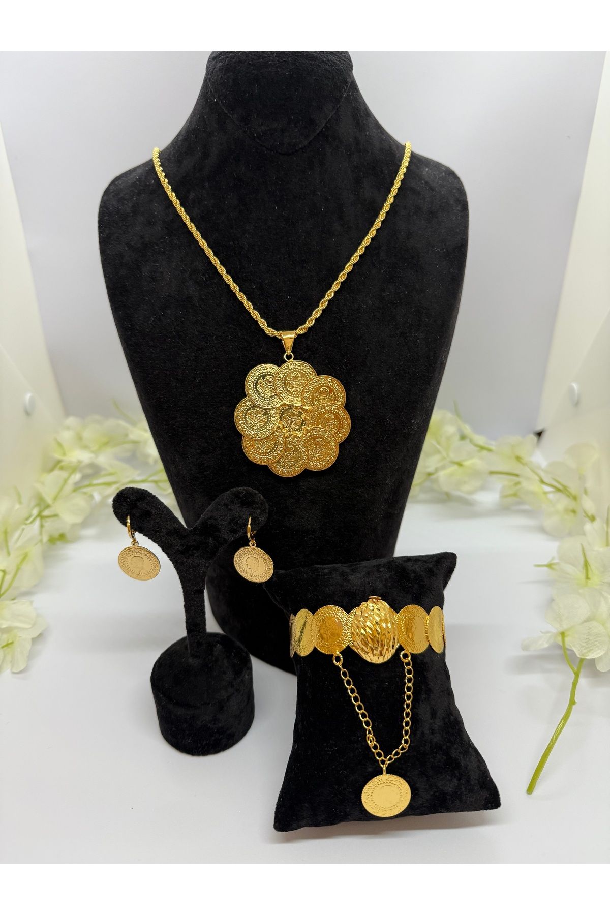 Constanza Exclusive 22 Ayar Altın Kaplama Tuğralı Set Lvd507