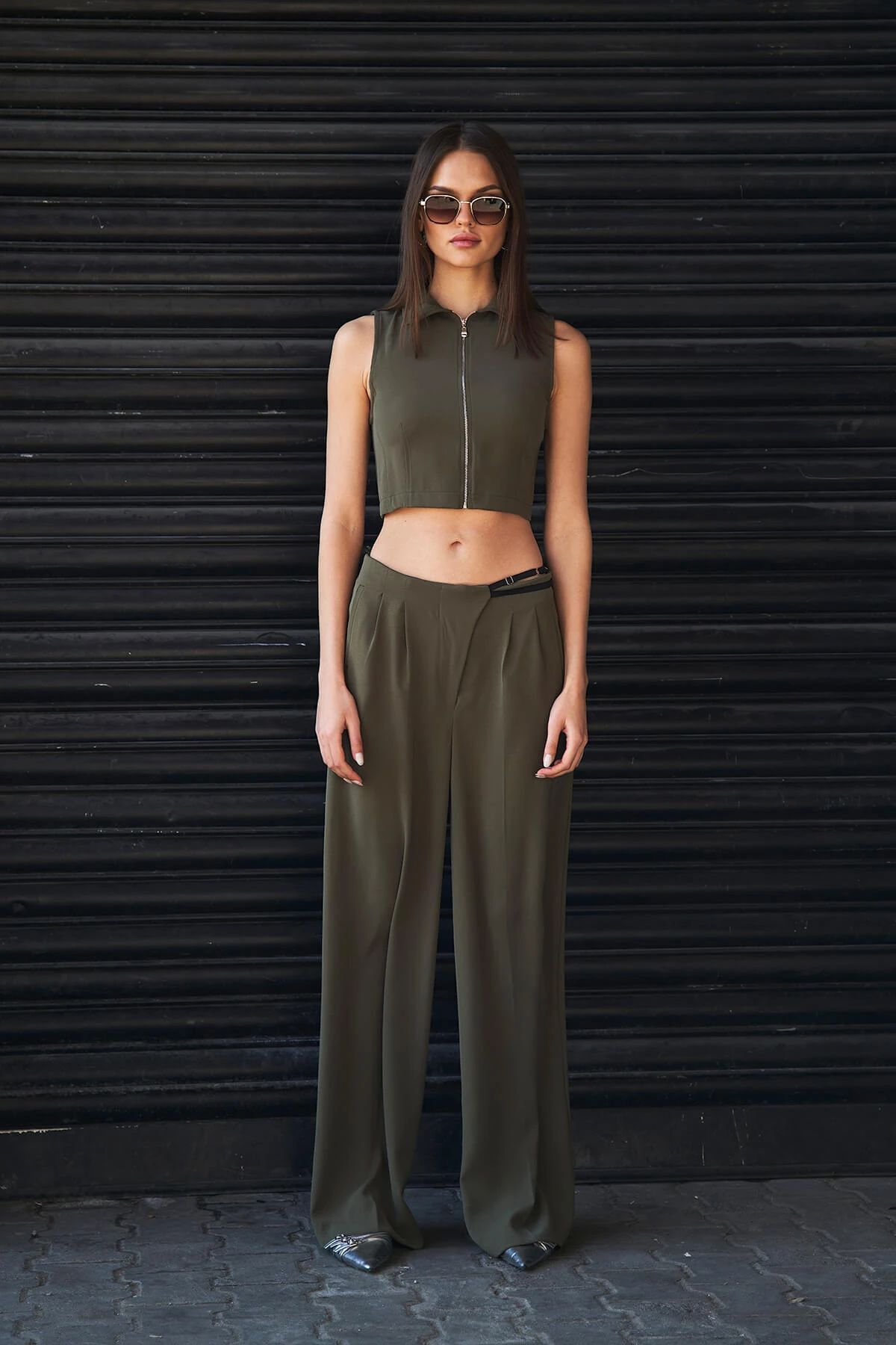 neslihansarıca bluz ,crop fermuarlı bluz