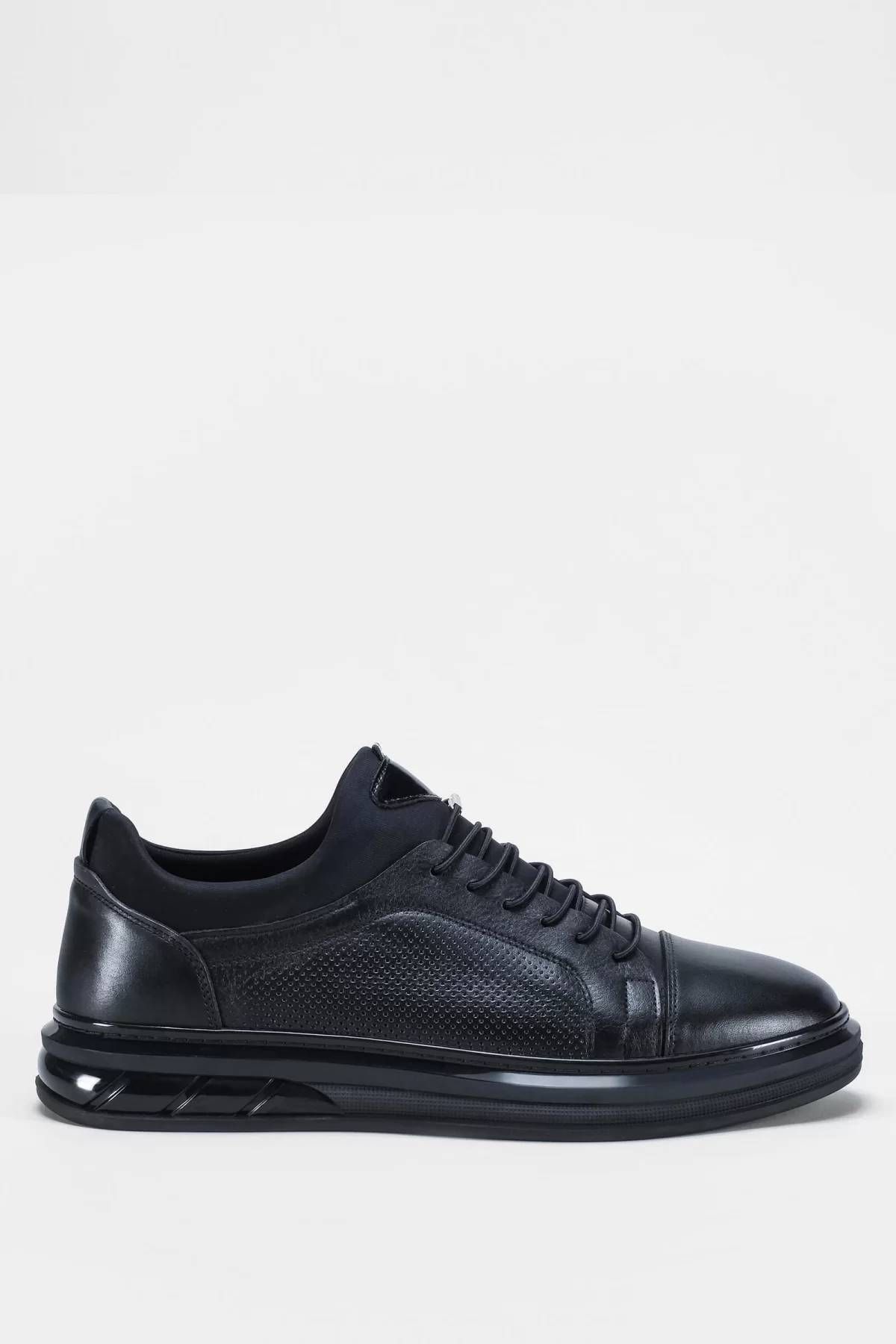 bagcini ERKEK SİYAH DERİ SNEAKER GOML215-1B