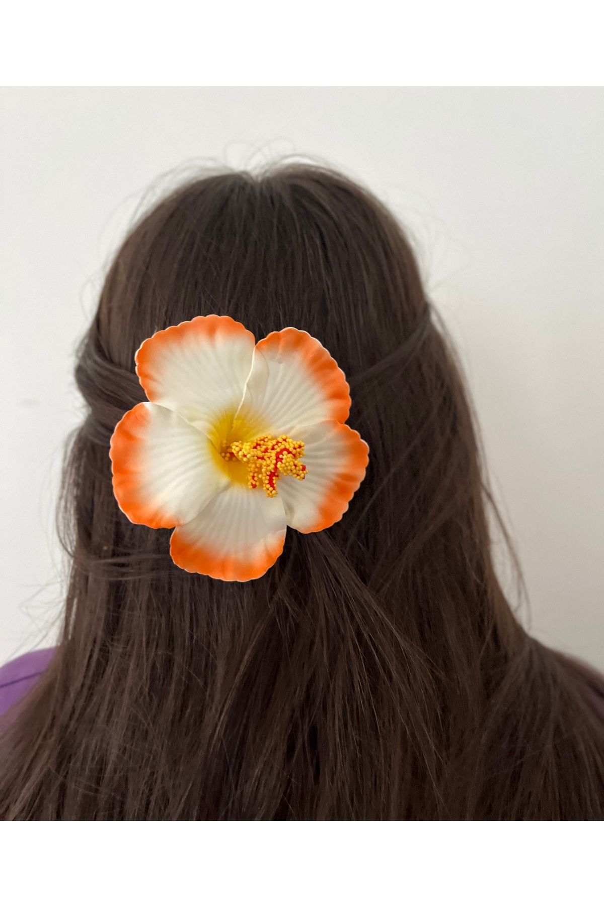 FloresDeCarnaval turuncu beyaz hibiskus tropikal toka