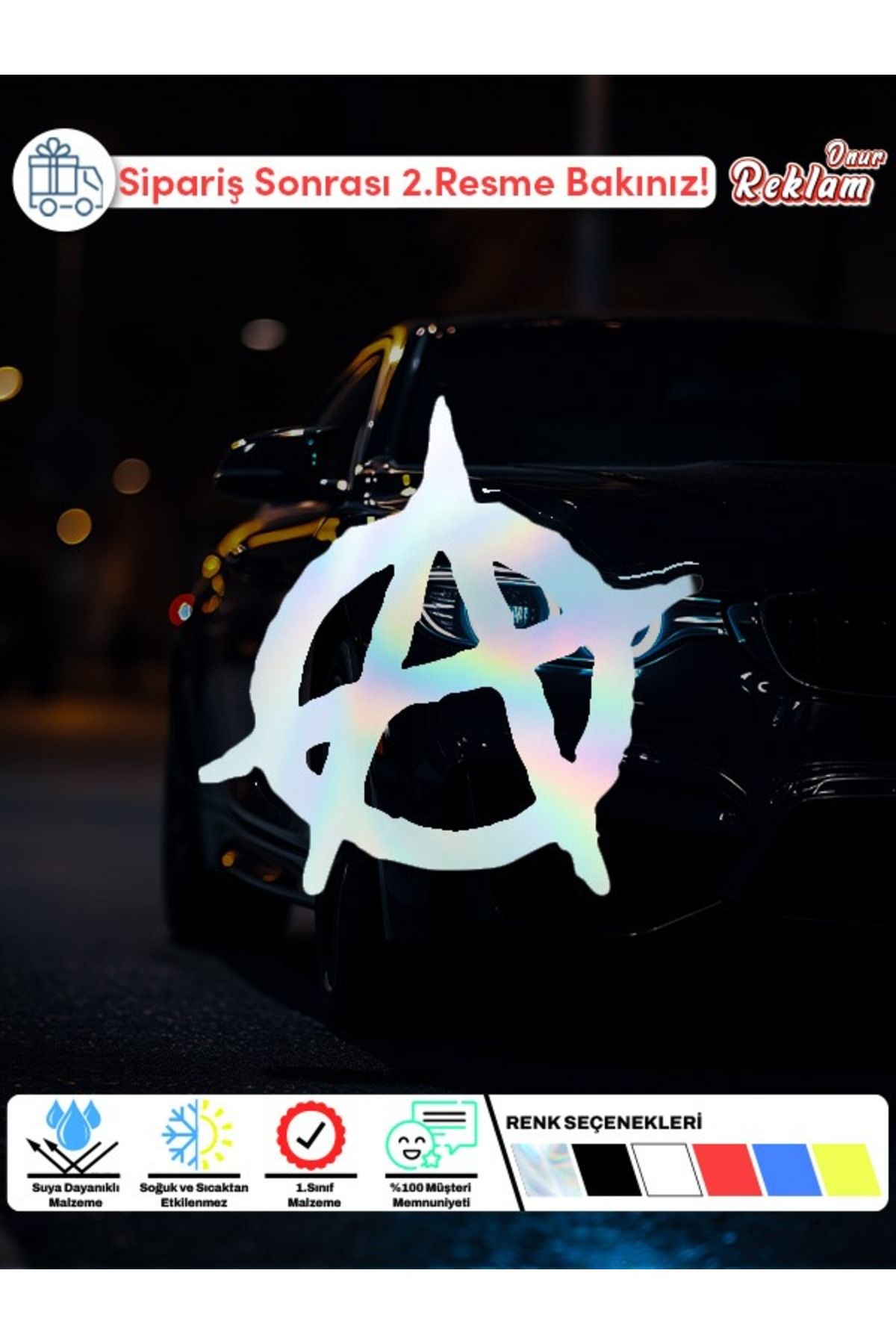 Onur Reklam Anarşi (Anarchy) Sembolü Sticker Seti – 5’li Paket | Suya Dayanıklı & 1. Sınıf Kalite