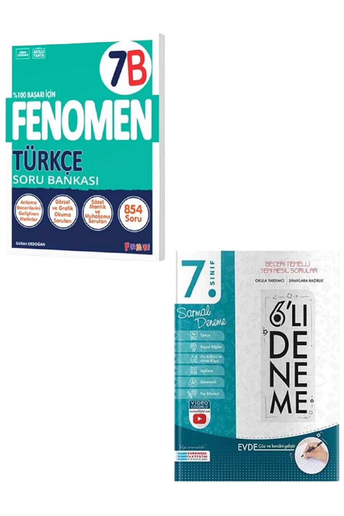 Evrensel İletişim Yayınları 7.Sınıf Fenomen 7B Türkçe Soru Bankası + 7.Sınıf Evrensel 6'Lı Sarmal Deneme / 2 KİTAP SET