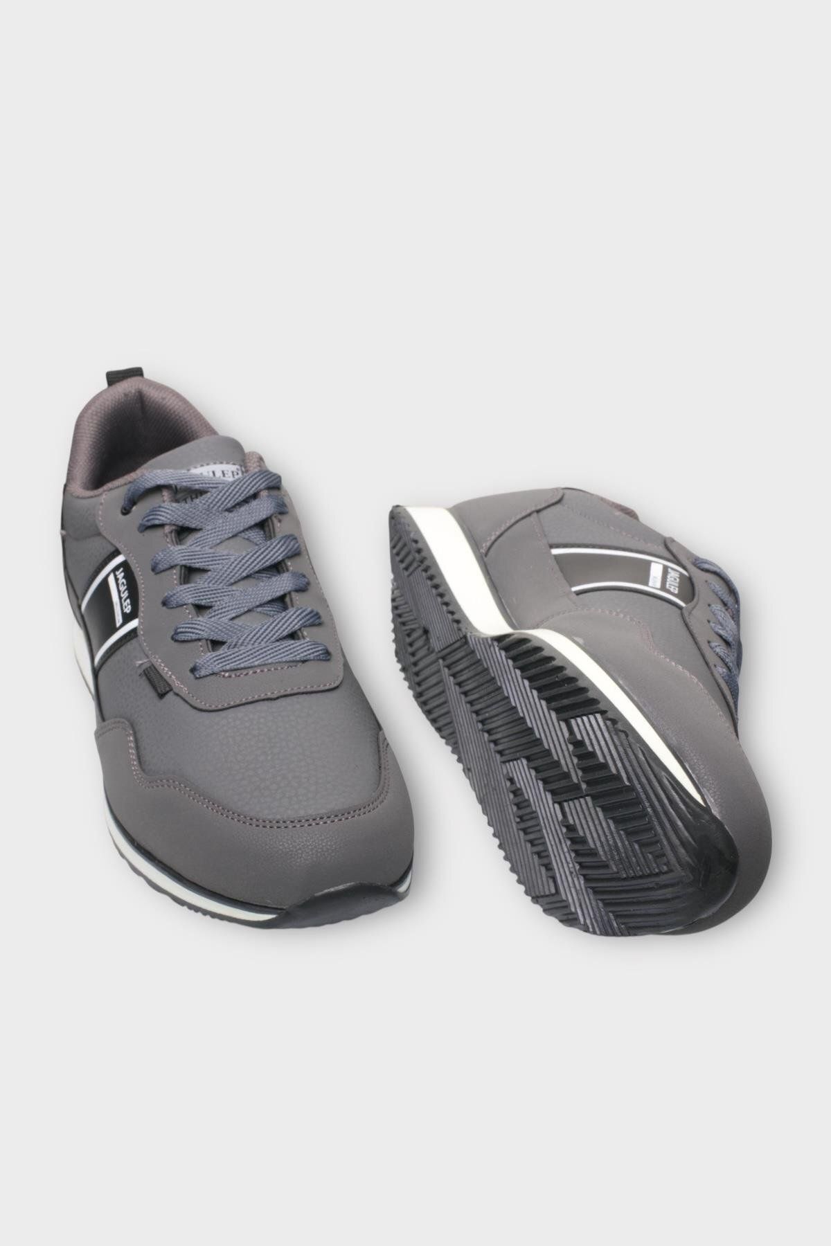 Liger-Men's Leather Laced Casual Sports Shoes Smoked - Black 5