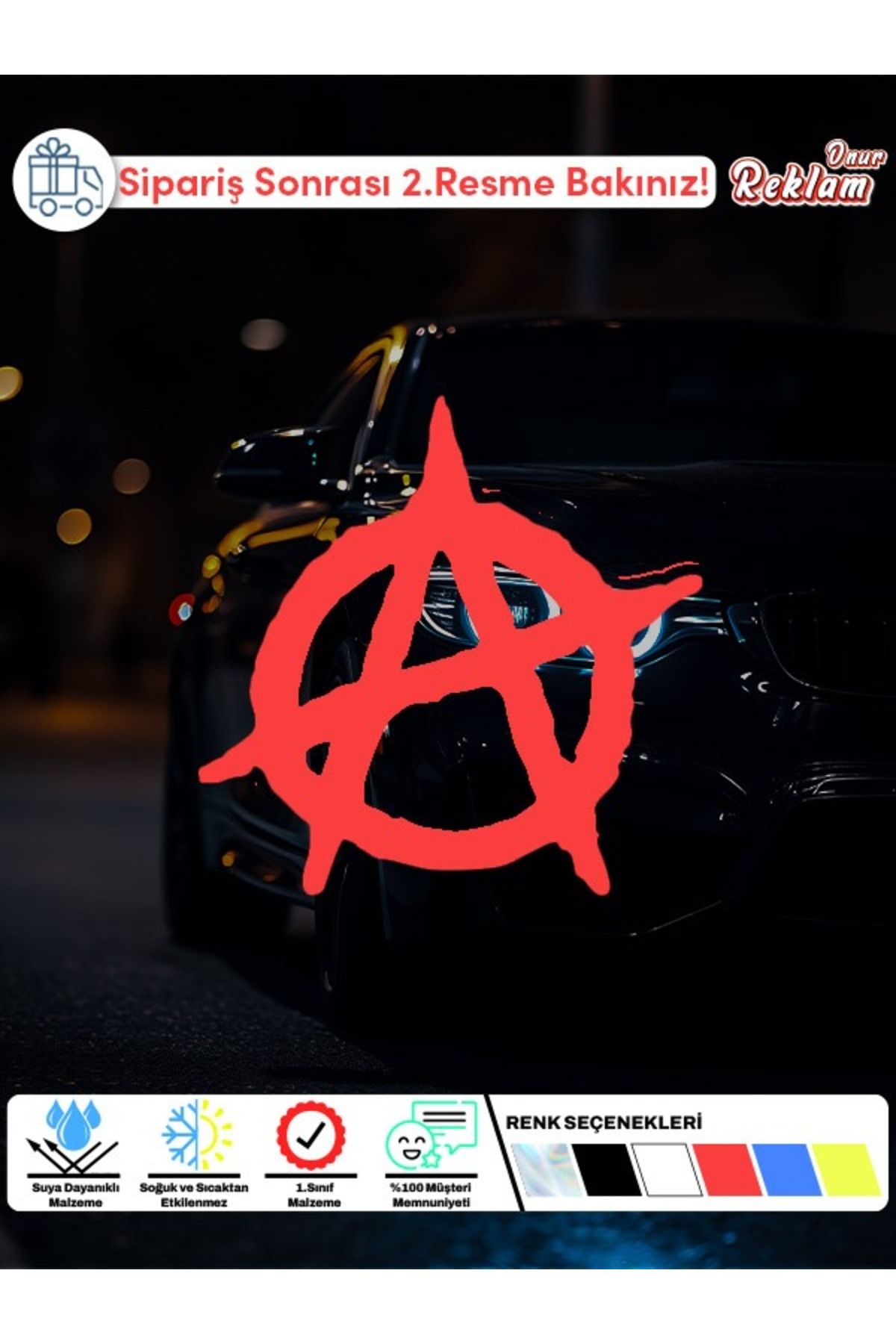 Onur Reklam Anarşi (Anarchy) Sembolü Sticker Seti – 5’li Paket | Suya Dayanıklı & 1. Sınıf Kalite