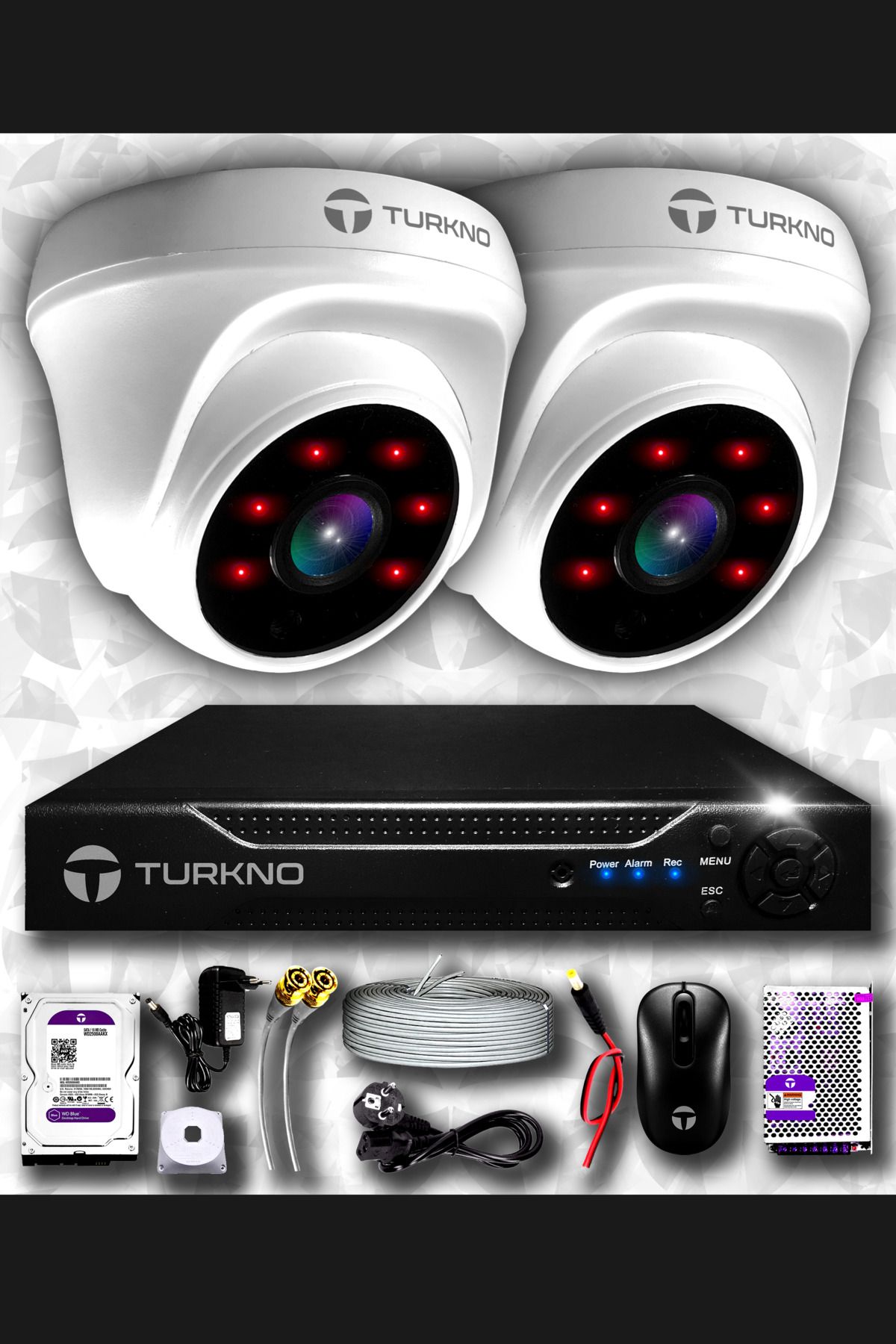 Turkno 2 Kameralı Domia 2 Iç Kamera Set 1 Tb Hdd Full Hd Gece Görüşlü Güvenlik Kamerası Sistemi