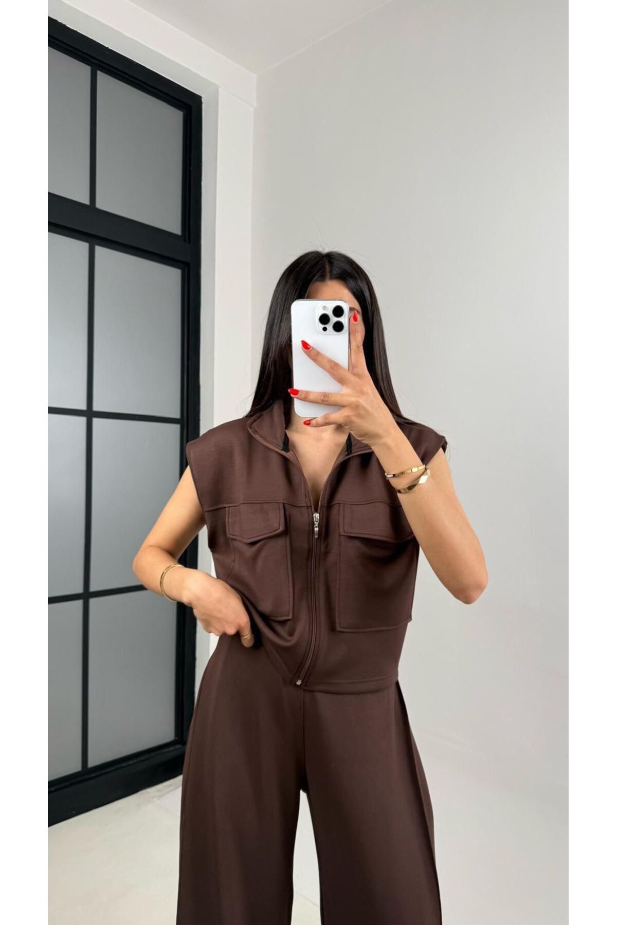süter Pantalon Bluz Modal Eşofman Takım-L - KAHVERENGİ