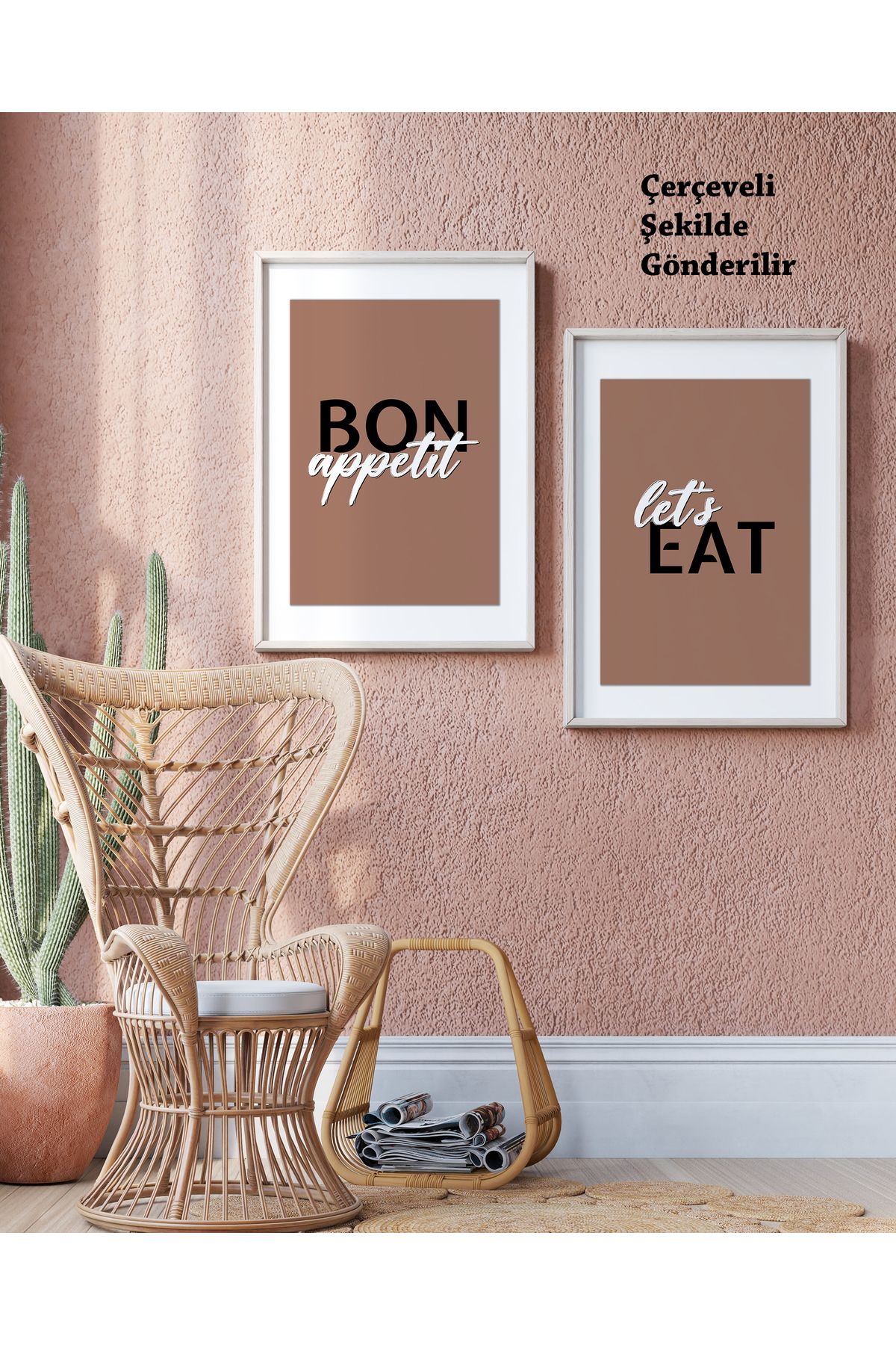 çınararthome Çerçeveli Mutfak Dekoru | Bon Appétit & Let’s Eat Poster Seti