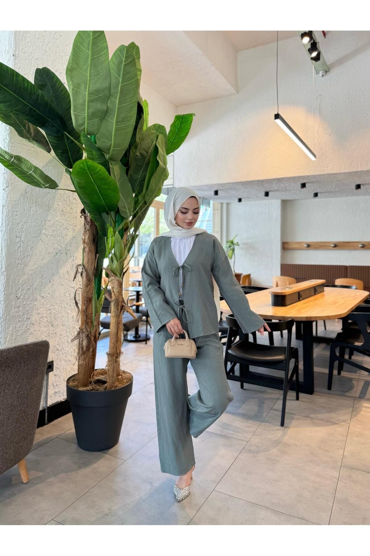 butik hira Kimono Pantolonlu Takım