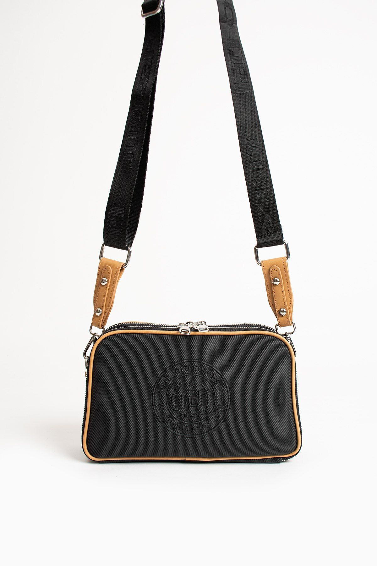 Just Polo Bonnie 6000 LK Suni Deri Marka Baskılı 5 Bölmeli Kadın Postacı Ve Omuz Çantası (Ebat:26x16 Cm)