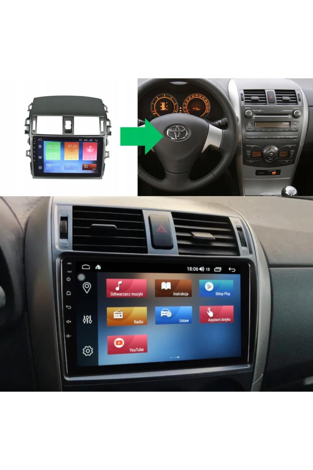 Blueway Toyota Corolla (Izgaralı Çerçeve) Android Multimedya Sistemi 4-32 Blueway (2007-20013)